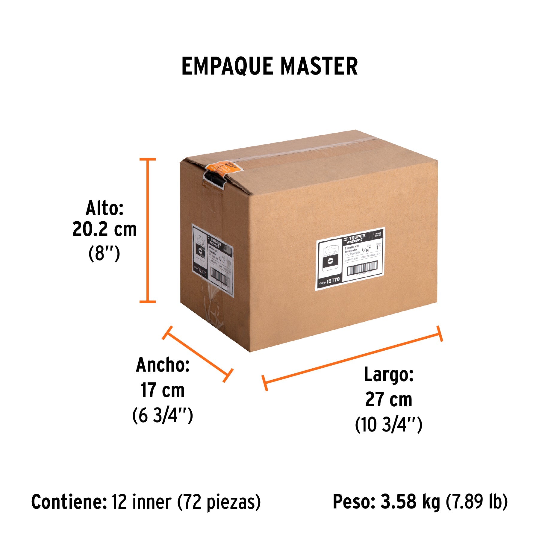 Estuche con 5 puntas planas de 5/16" largo 1", TRUPER EXPERT - Empaque