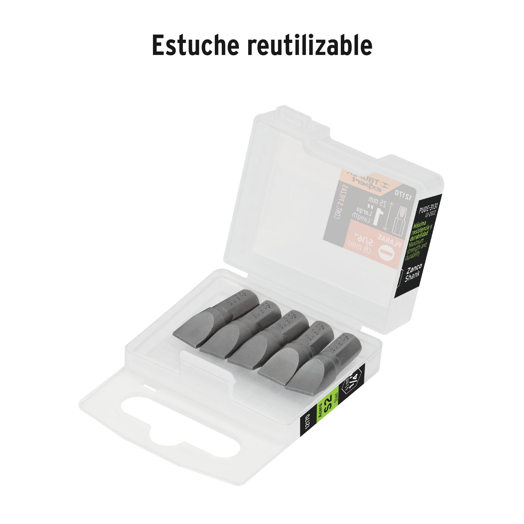 Estuche con 5 puntas planas de 5/16" largo 1", TRUPER EXPERT