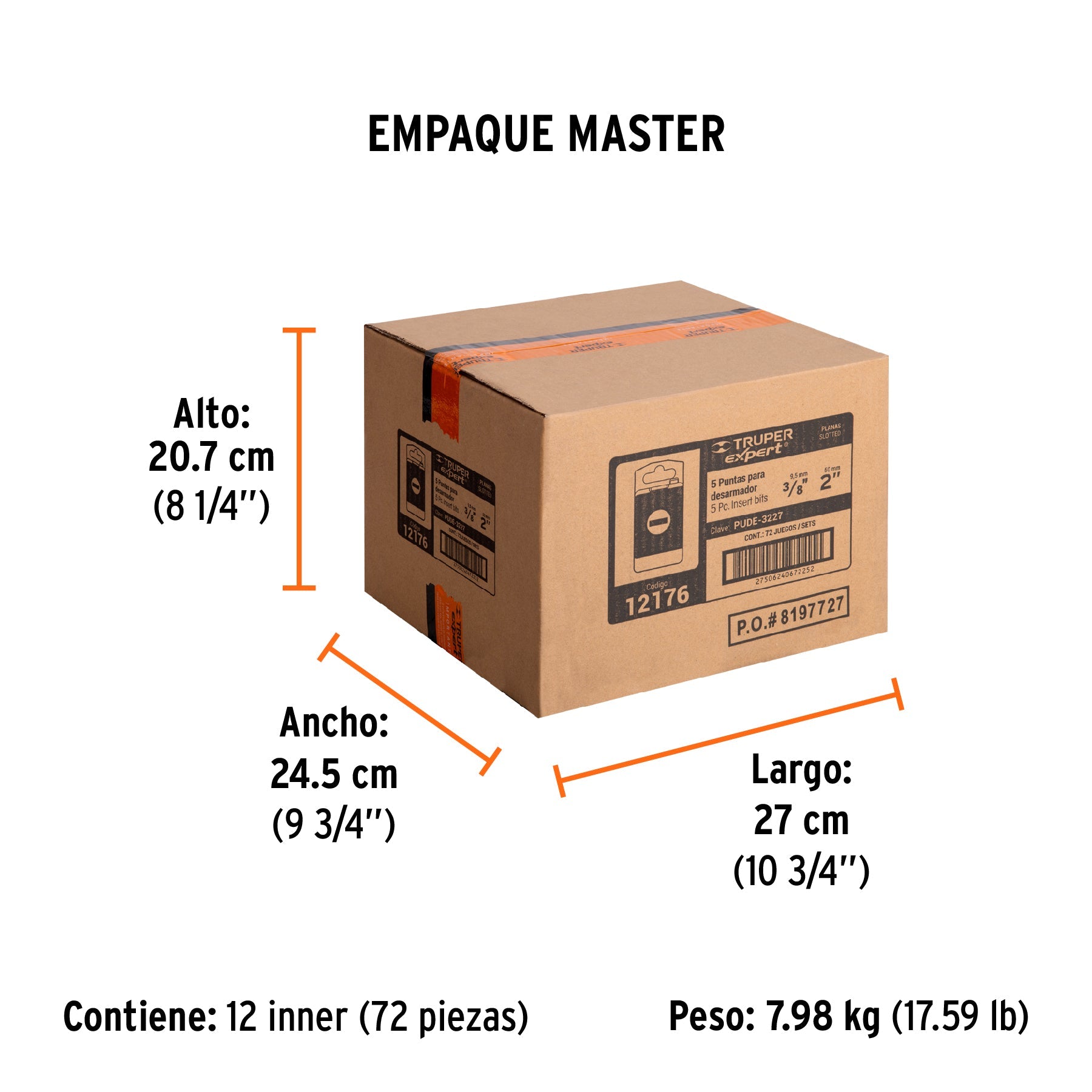 Estuche con 5 puntas planas de 3/8" largo 2", TRUPER EXPERT - Empaque