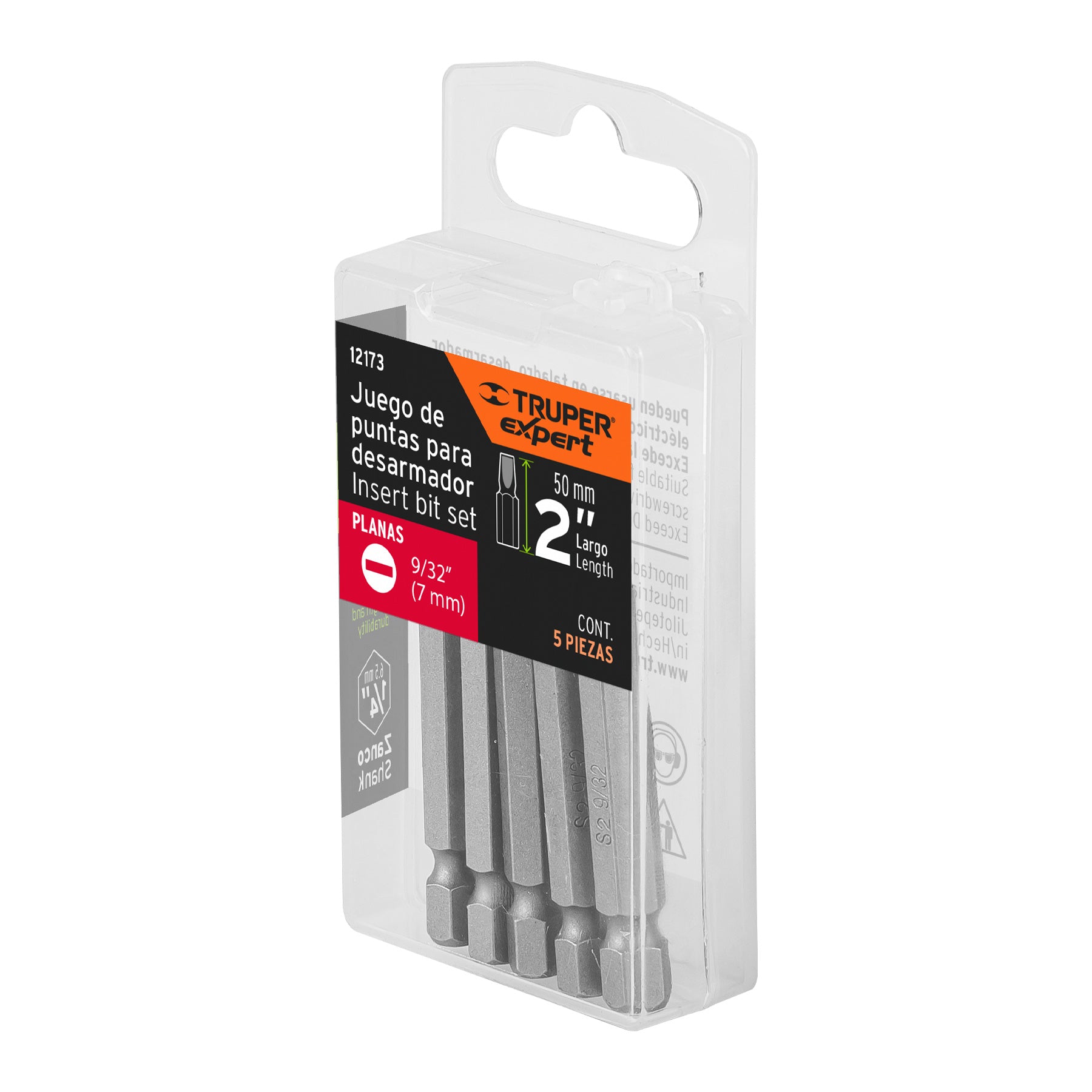 Estuche con 5 puntas planas de 9/32" largo 2", TRUPER EXPERT
