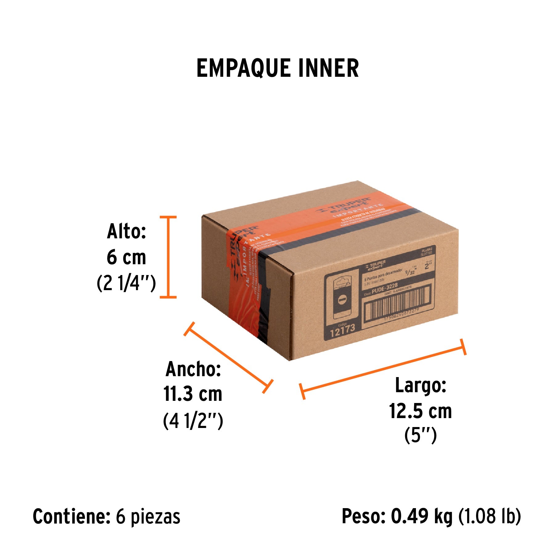 Estuche con 5 puntas planas de 9/32" largo 2", TRUPER EXPERT - Empaque