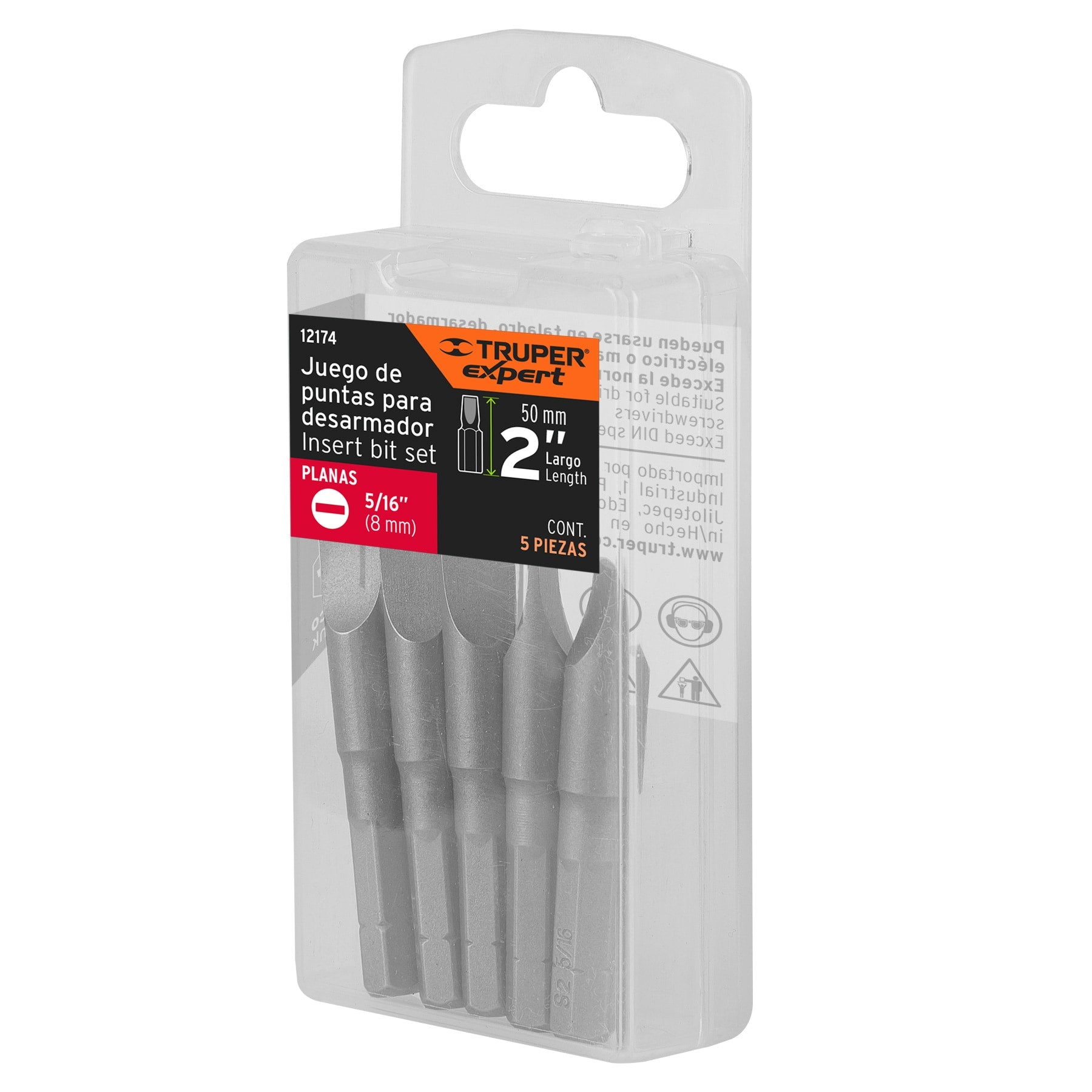 Estuche con 5 puntas planas de 5/16" largo 2", TRUPER EXPERT