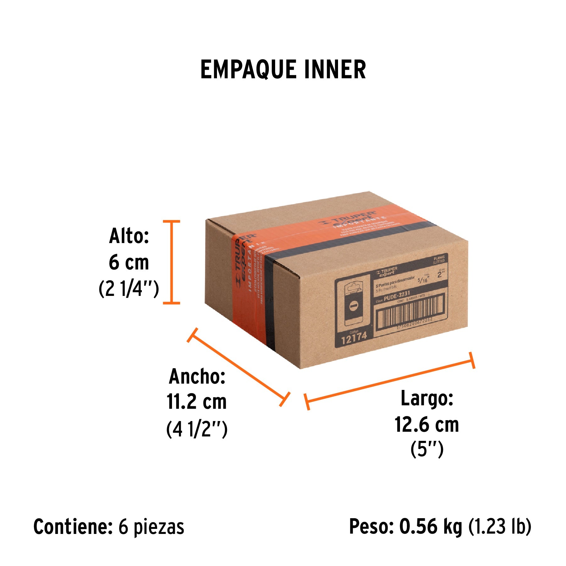 Estuche con 5 puntas planas de 5/16" largo 2", TRUPER EXPERT - Empaque
