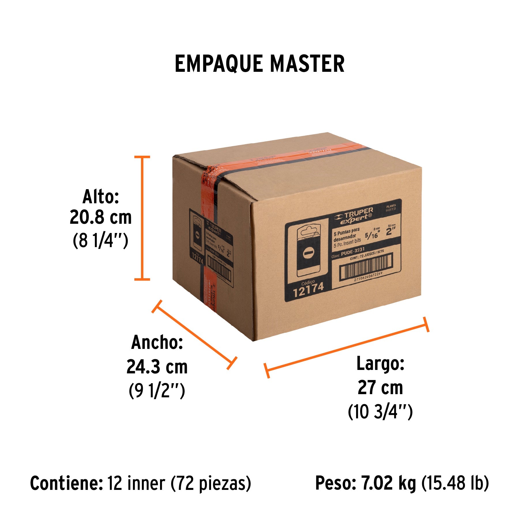 Estuche con 5 puntas planas de 5/16" largo 2", TRUPER EXPERT - Empaque