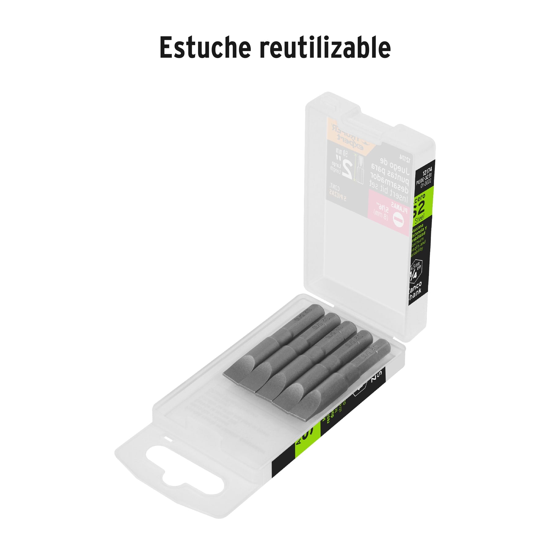 Estuche con 5 puntas planas de 5/16" largo 2", TRUPER EXPERT