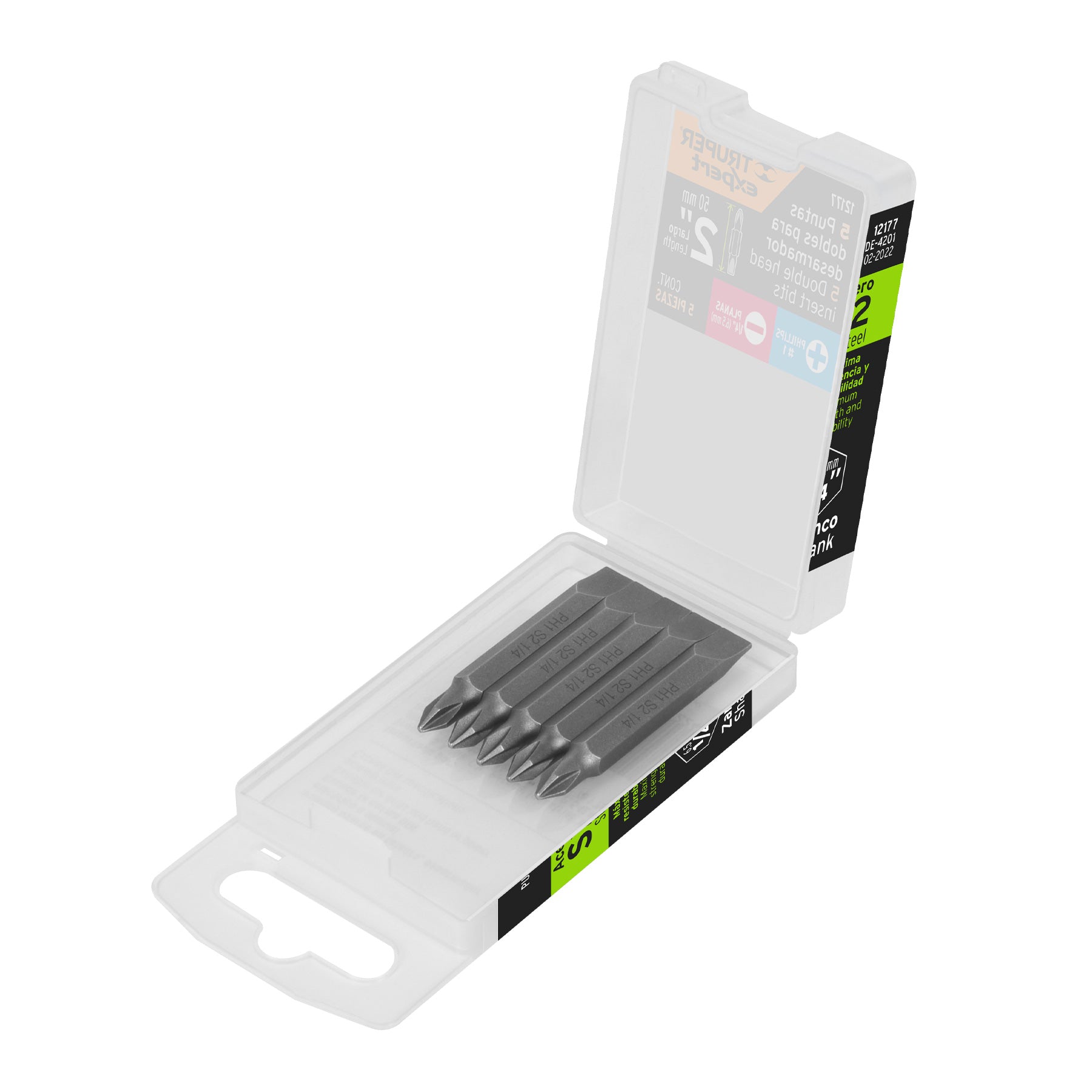 Estuche con 5 puntas dobles PH1 y 1/4" largo 2", EXPERT