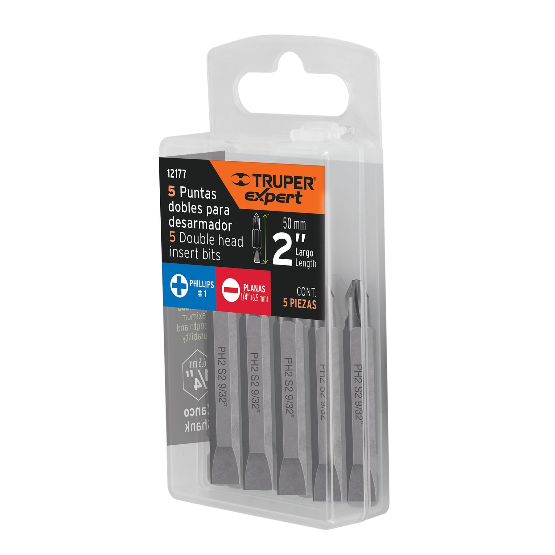 Estuche con 5 puntas dobles PH1 y 1/4" largo 2", EXPERT