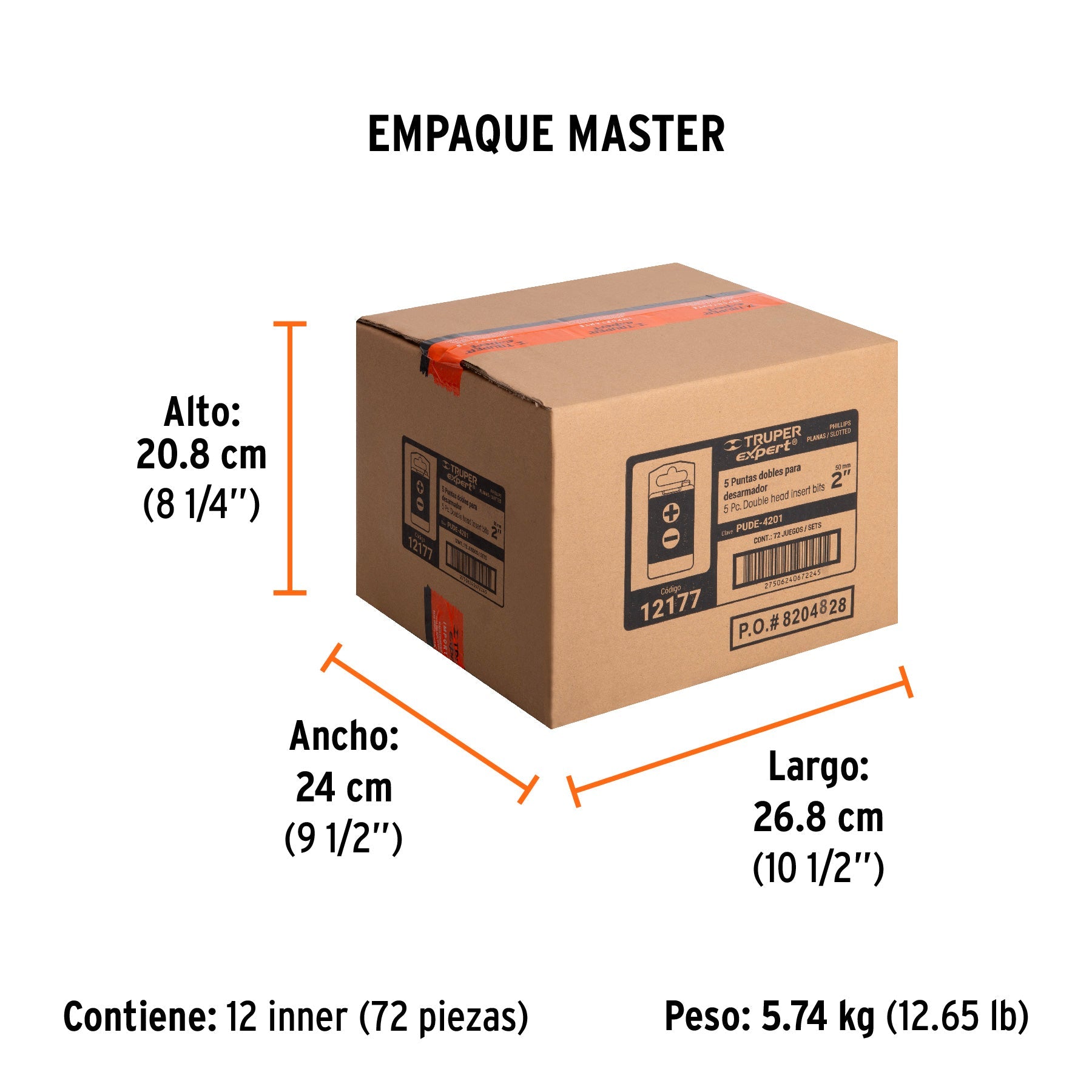 Estuche con 5 puntas dobles PH1 y 1/4" largo 2", EXPERT - Empaque
