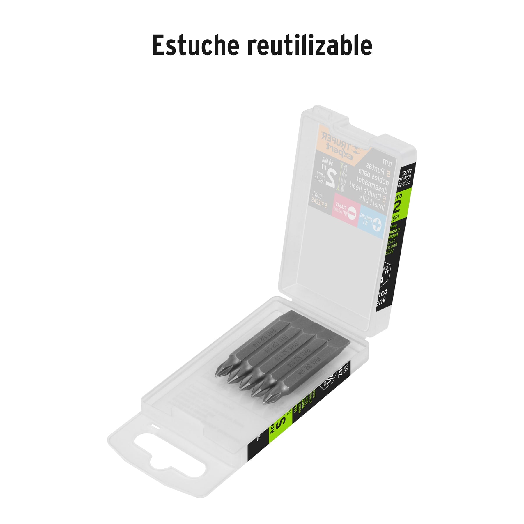 Estuche con 5 puntas dobles PH1 y 1/4" largo 2", EXPERT