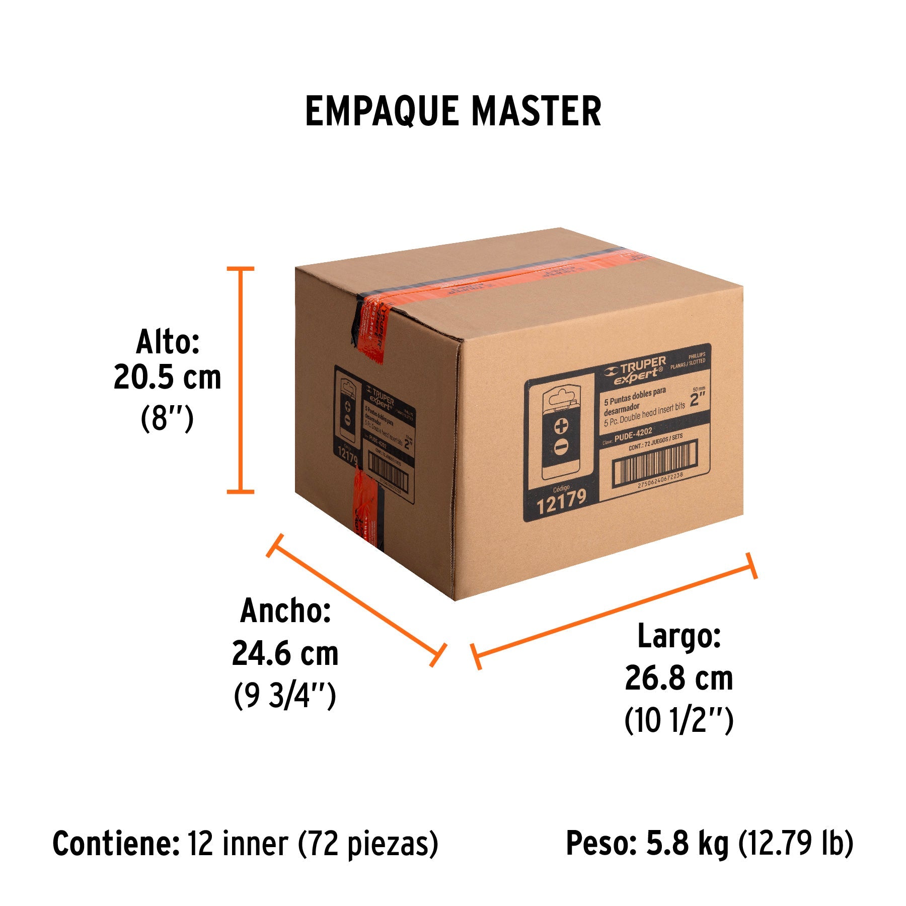 Estuche con 5 puntas dobles PH2 y 9/32" largo 2", EXPERT - Empaque