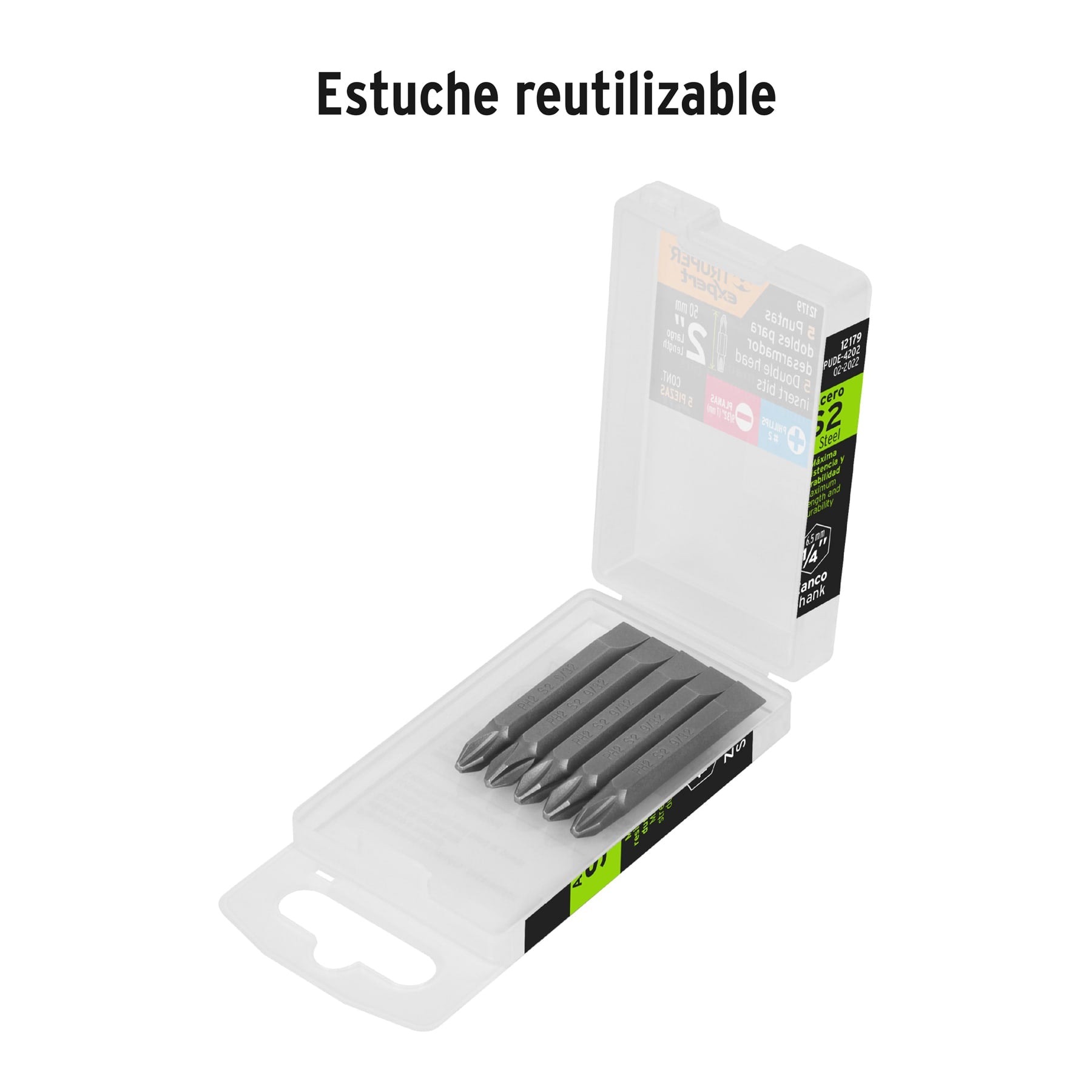 Estuche con 5 puntas dobles PH2 y 9/32" largo 2", EXPERT