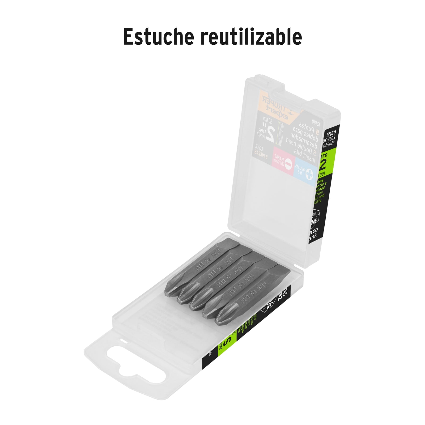 Estuche con 5 puntas dobles PH3 y 5/16" largo 2", EXPERT