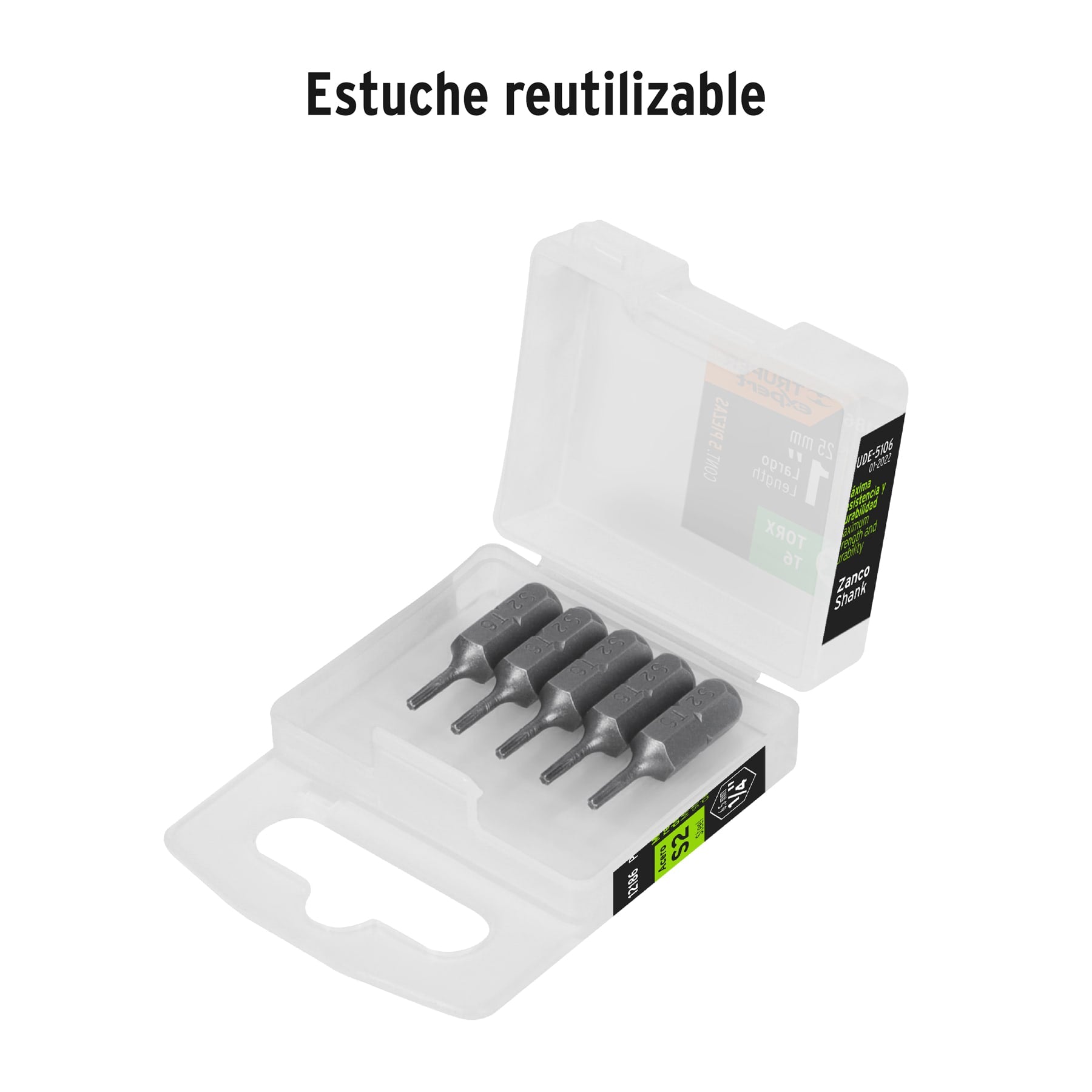 Estuche con 5 puntas torx T6 largo 1", TRUPER EXPERT