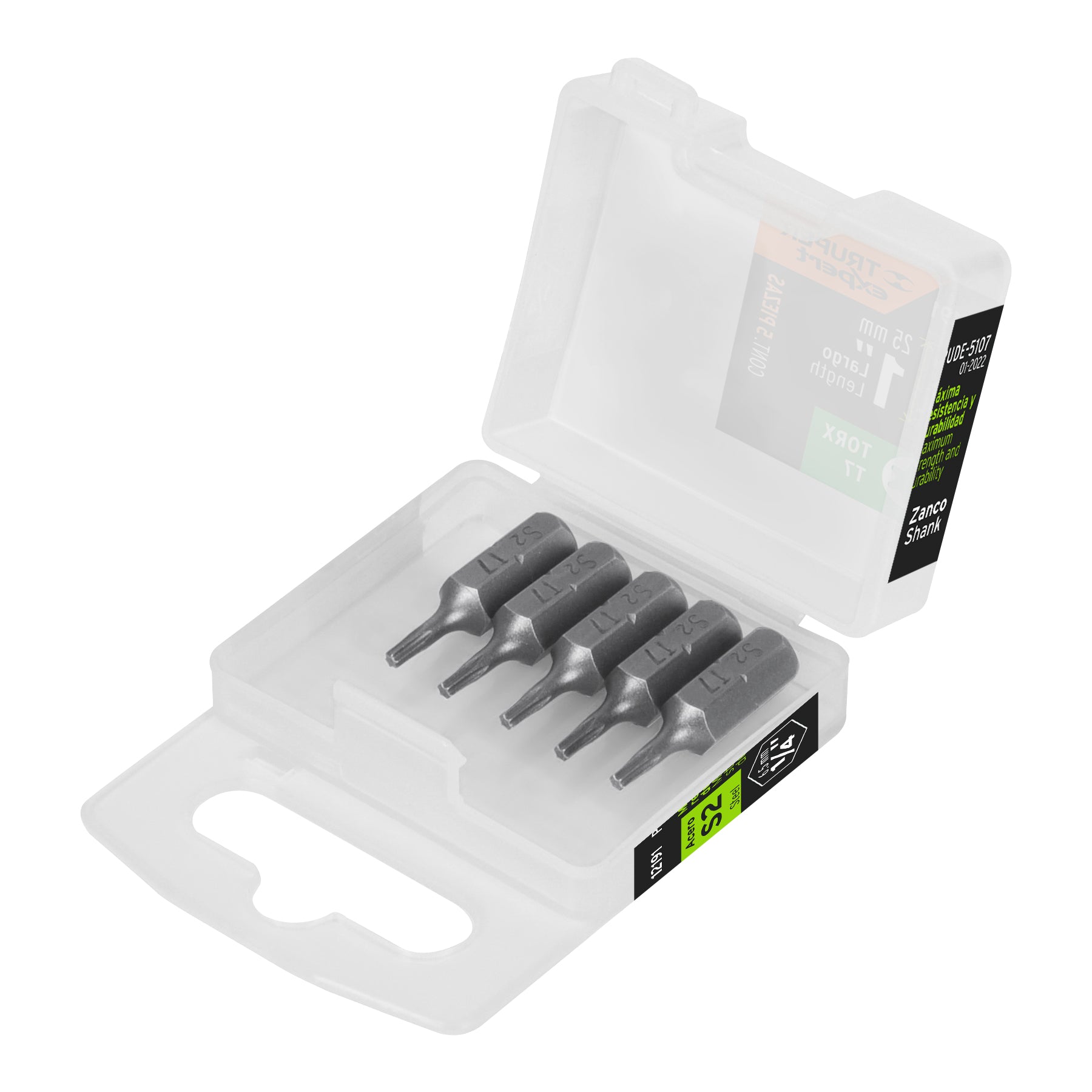Estuche con 5 puntas torx T7 largo 1", TRUPER EXPERT