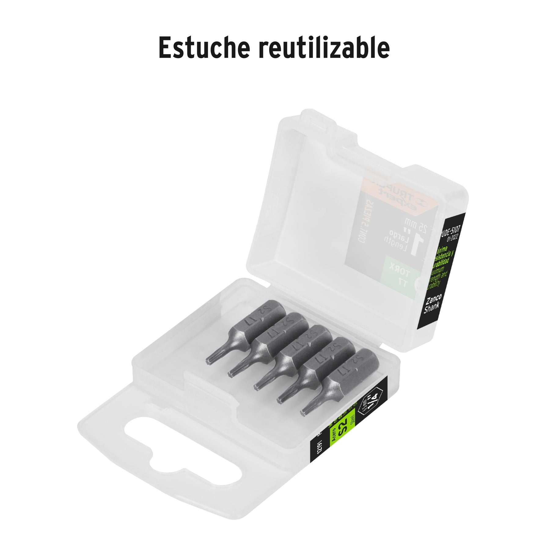 Estuche con 5 puntas torx T7 largo 1", TRUPER EXPERT