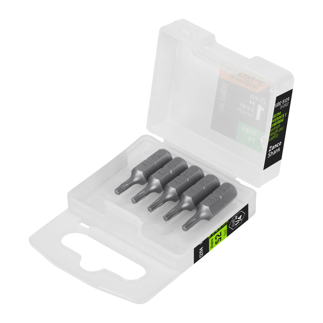 Estuche con 5 puntas torx T9 largo 1", TRUPER EXPERT
