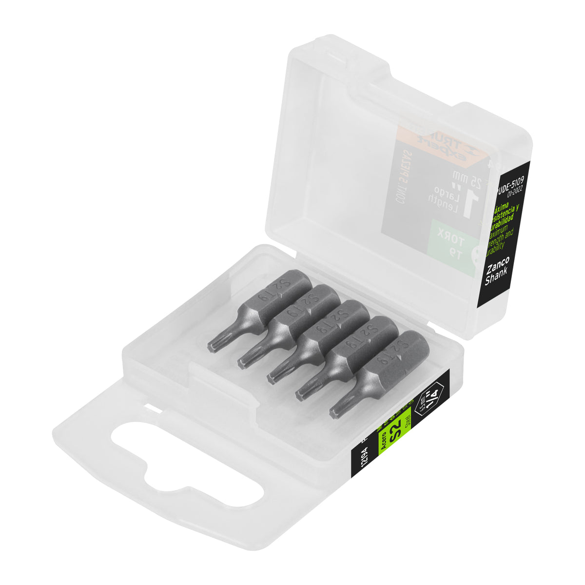 Estuche con 5 puntas torx T9 largo 1", TRUPER EXPERT