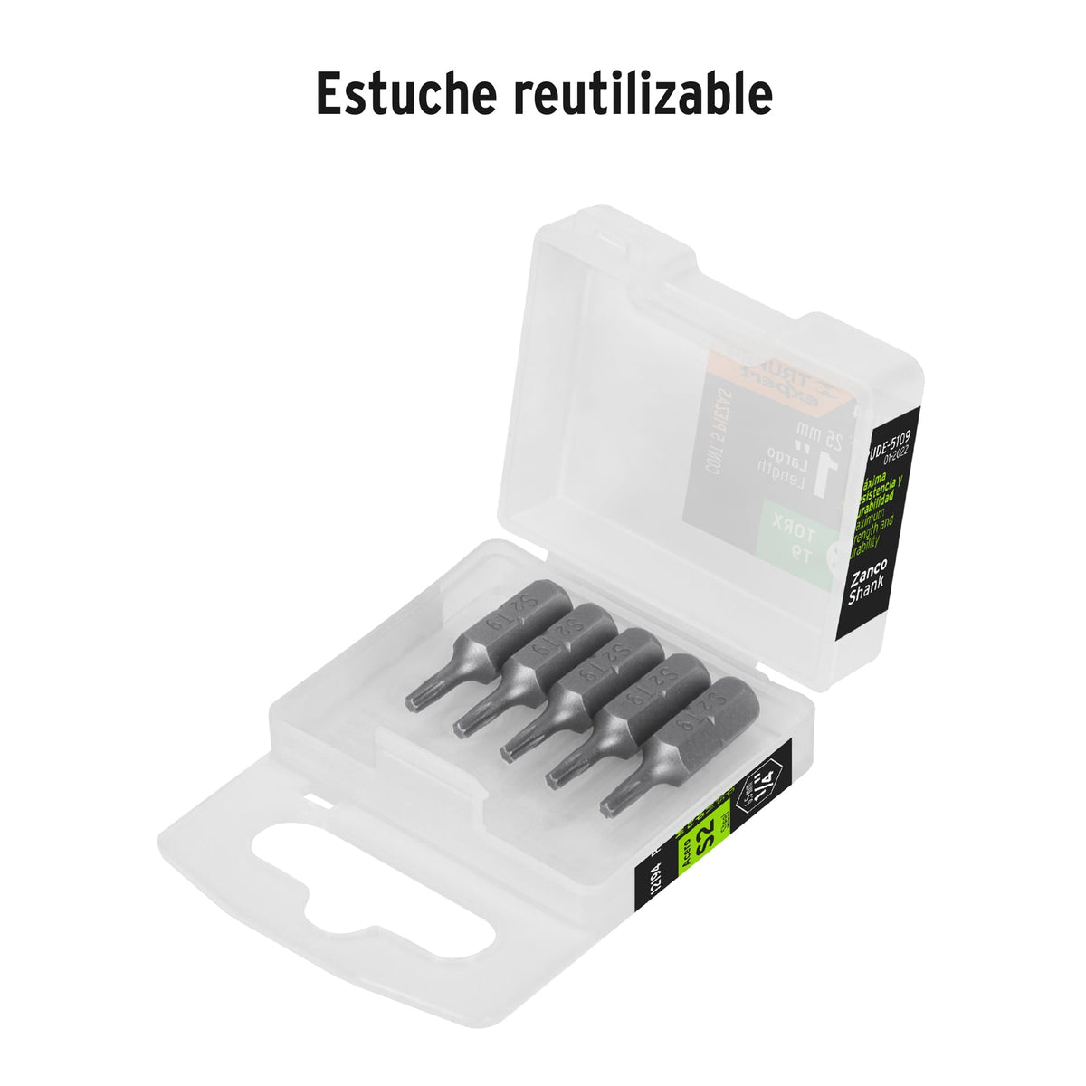 Estuche con 5 puntas torx T9 largo 1", TRUPER EXPERT