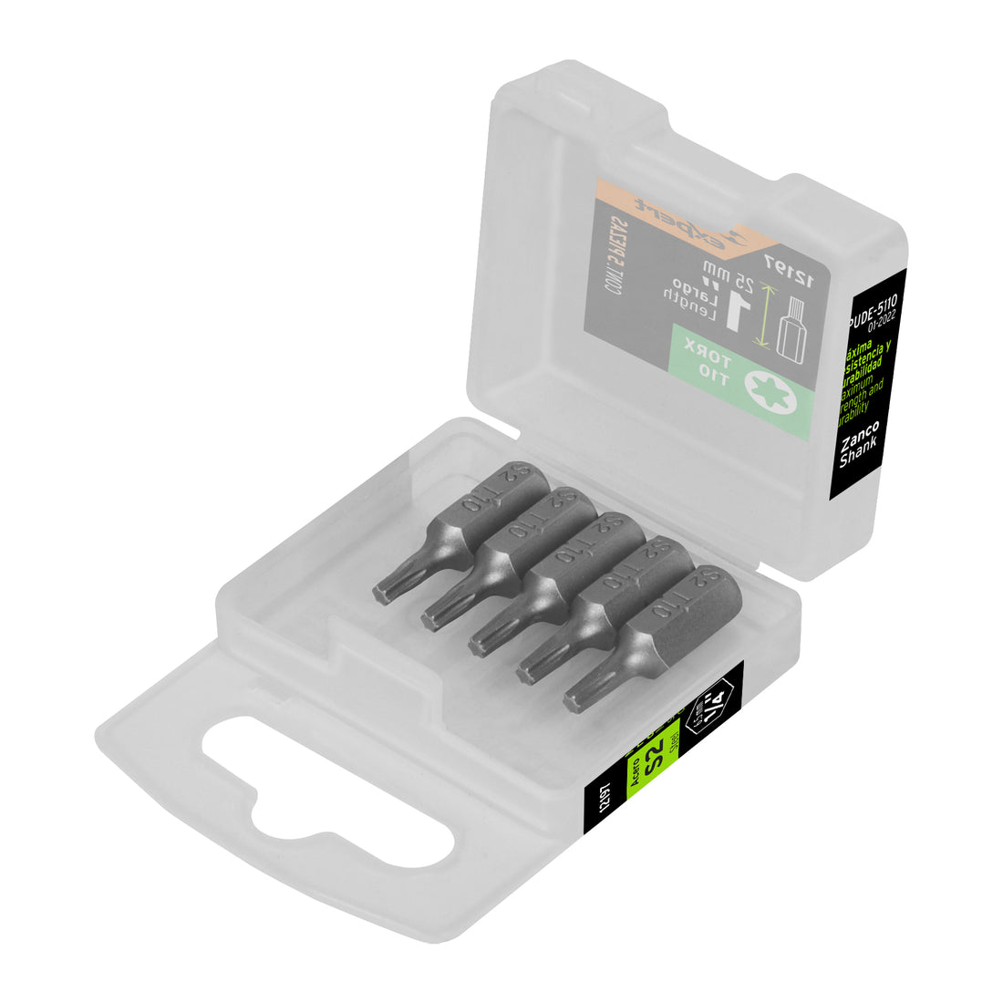 Estuche con 5 puntas torx T10 largo 1", TRUPER EXPERT