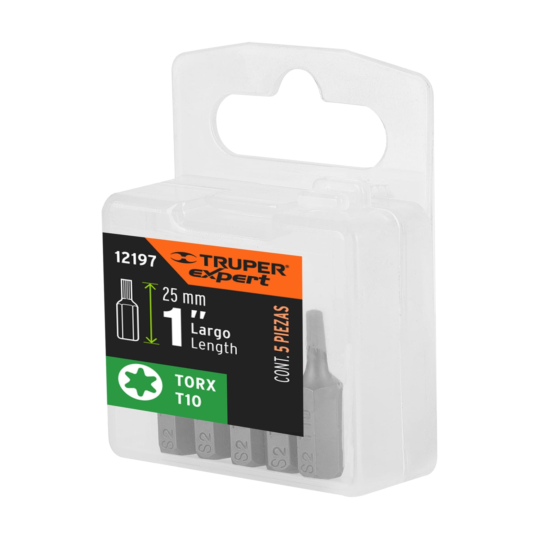 Estuche con 5 puntas torx T10 largo 1", TRUPER EXPERT