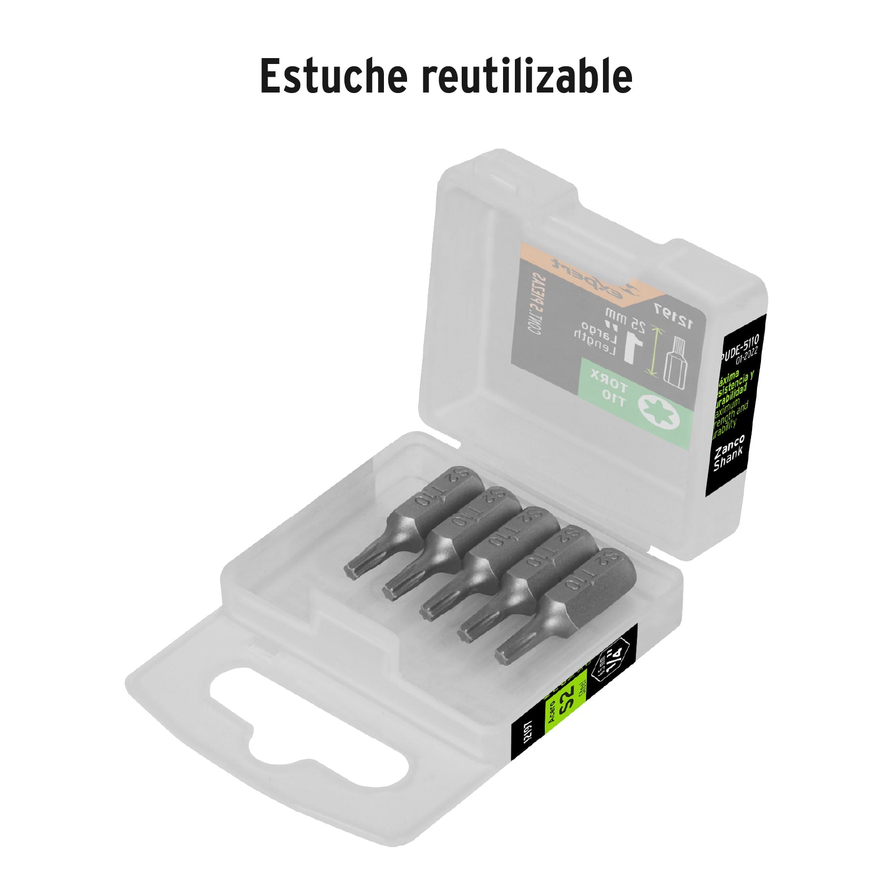 Estuche con 5 puntas torx T10 largo 1", TRUPER EXPERT