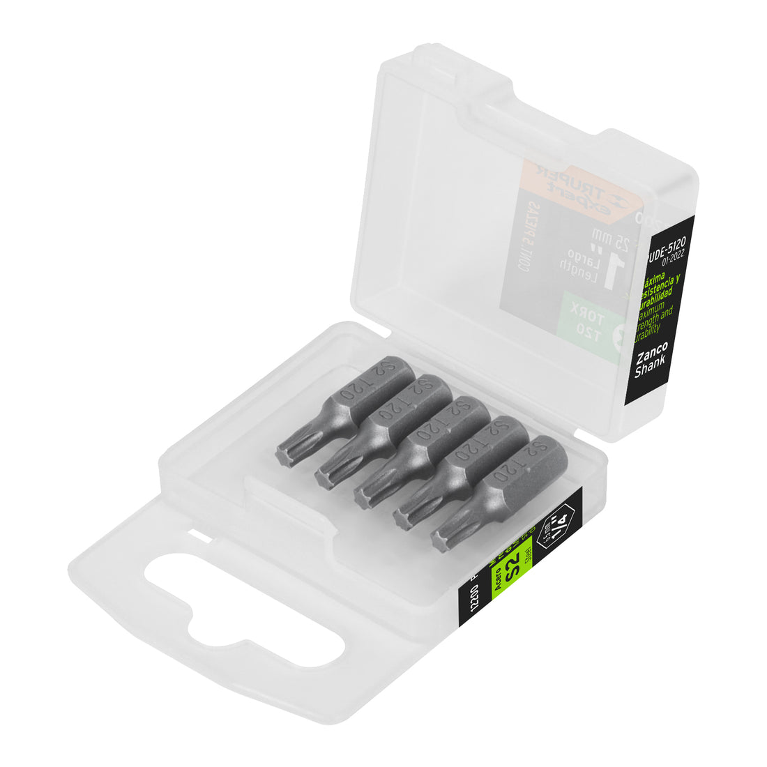 Estuche con 5 puntas torx T20 largo 1", TRUPER EXPERT