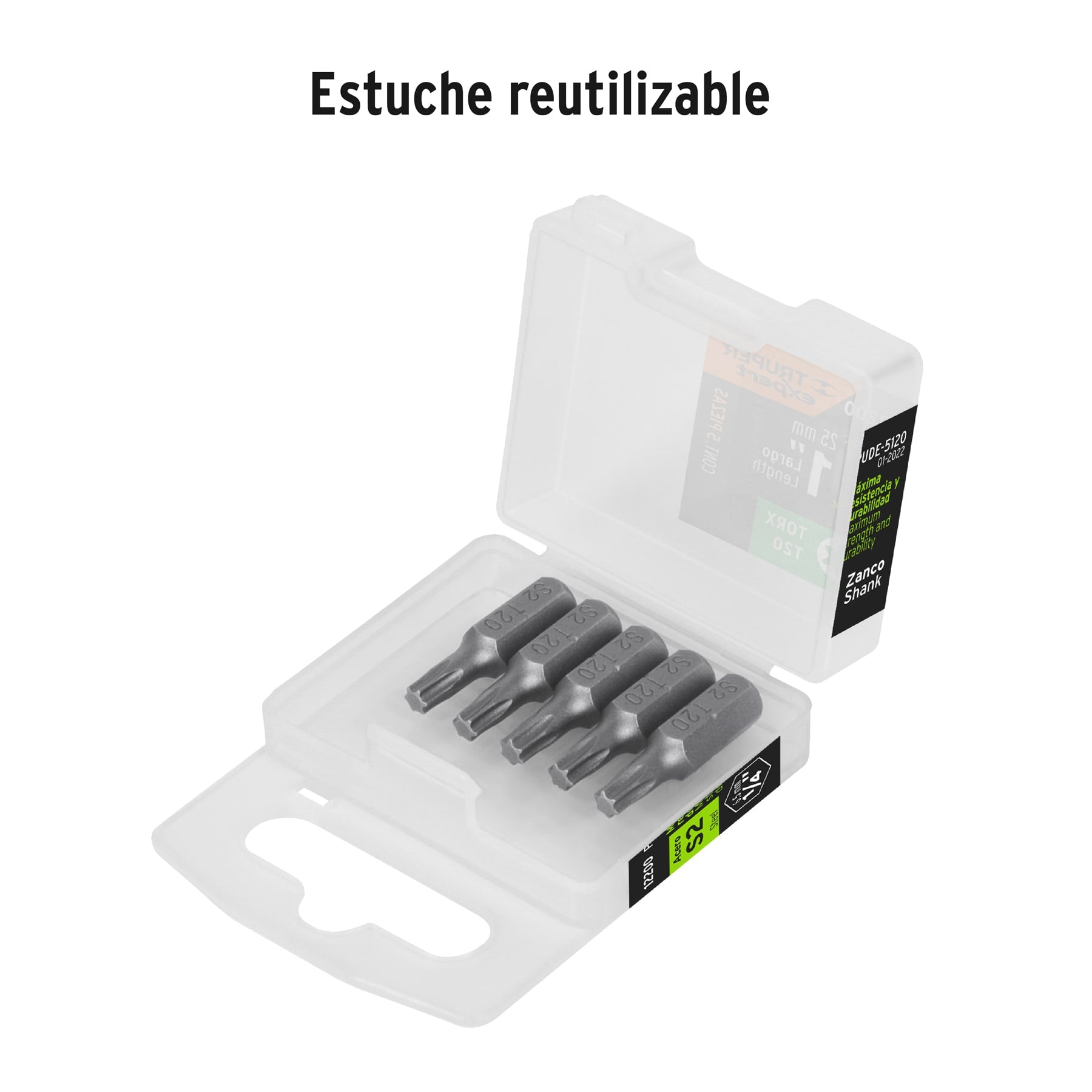 Estuche con 5 puntas torx T20 largo 1", TRUPER EXPERT