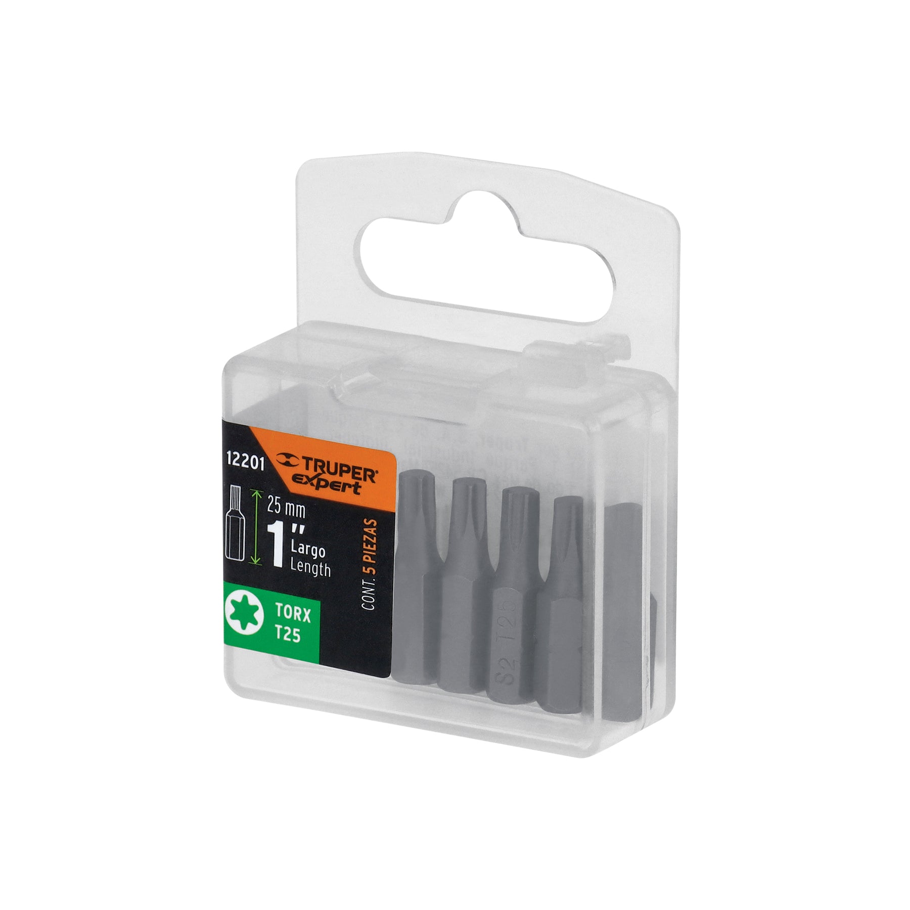 Estuche con 5 puntas torx T25 largo 1", TRUPER EXPERT