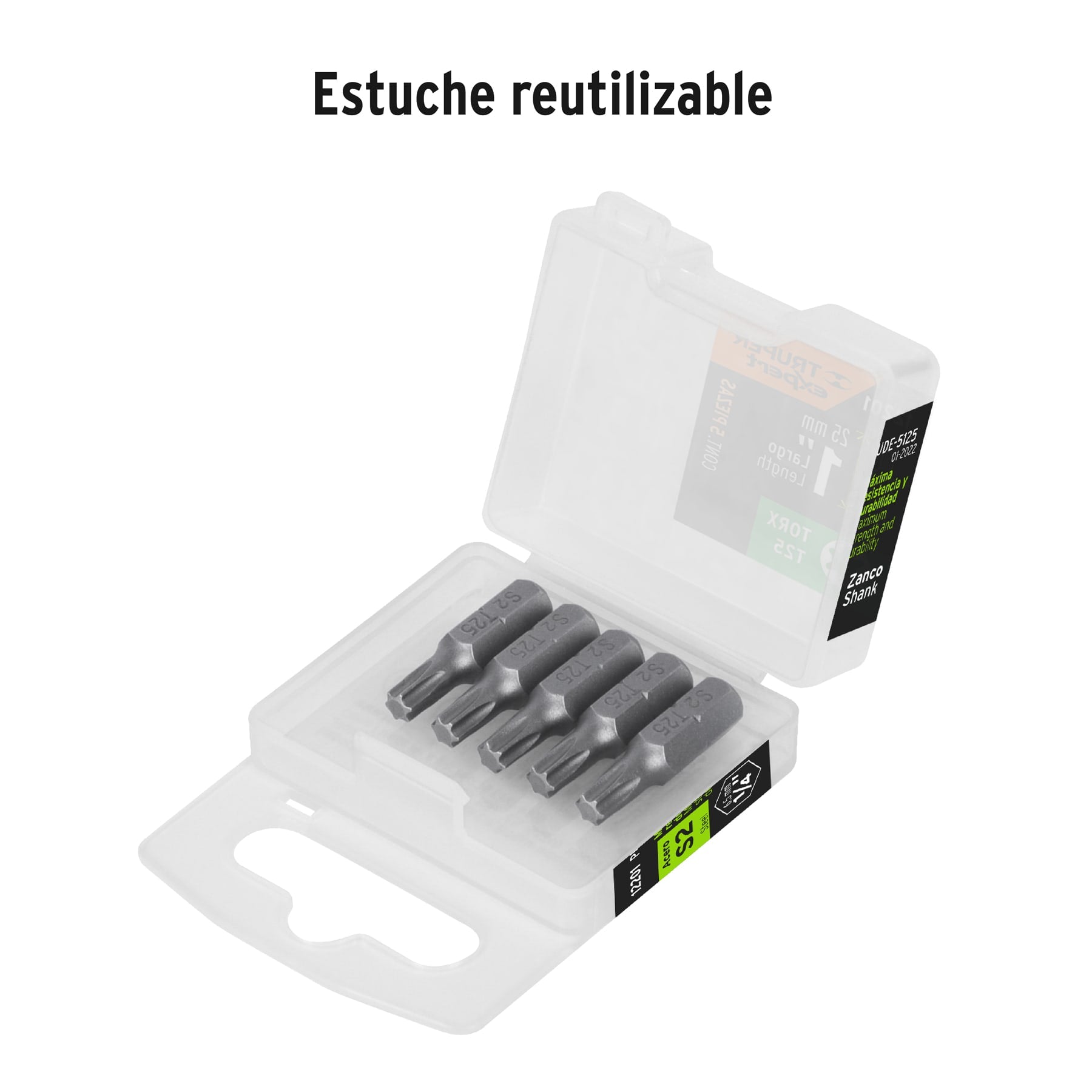 Estuche con 5 puntas torx T25 largo 1", TRUPER EXPERT