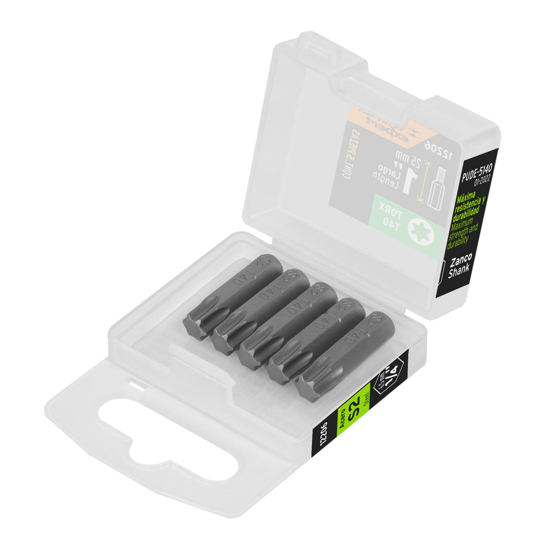 Estuche con 5 puntas torx T40 largo 1", TRUPER EXPERT