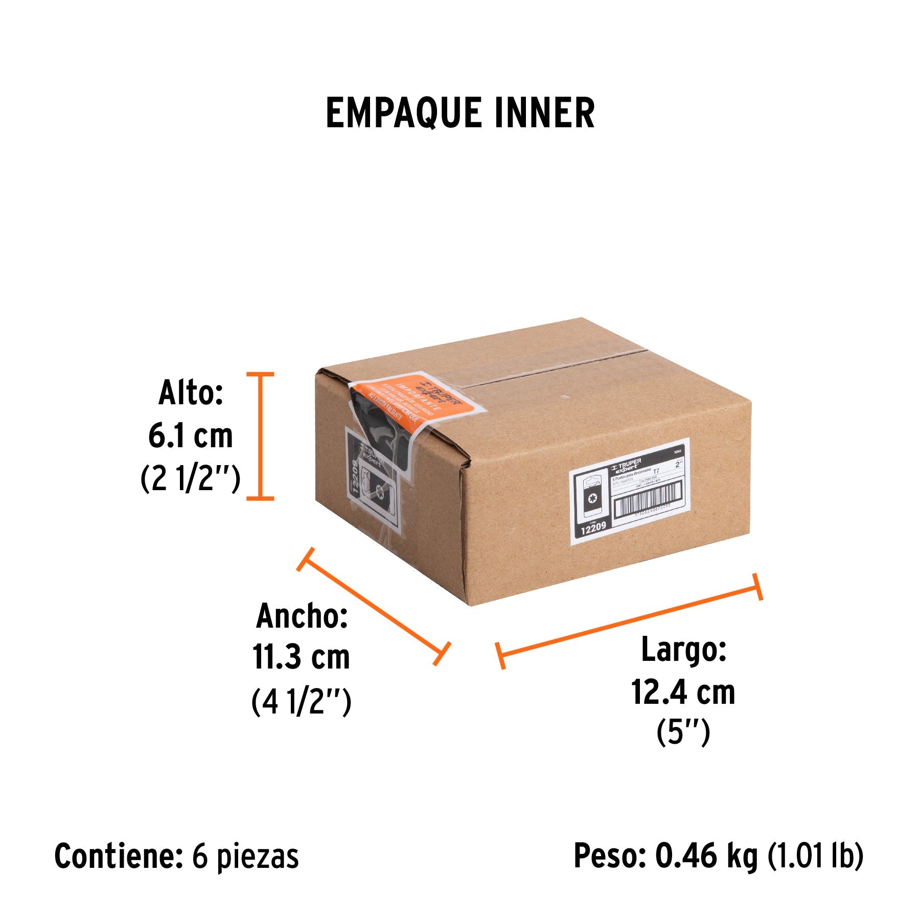 Estuche con 5 puntas torx T7 largo 2", TRUPER EXPERT - Empaque