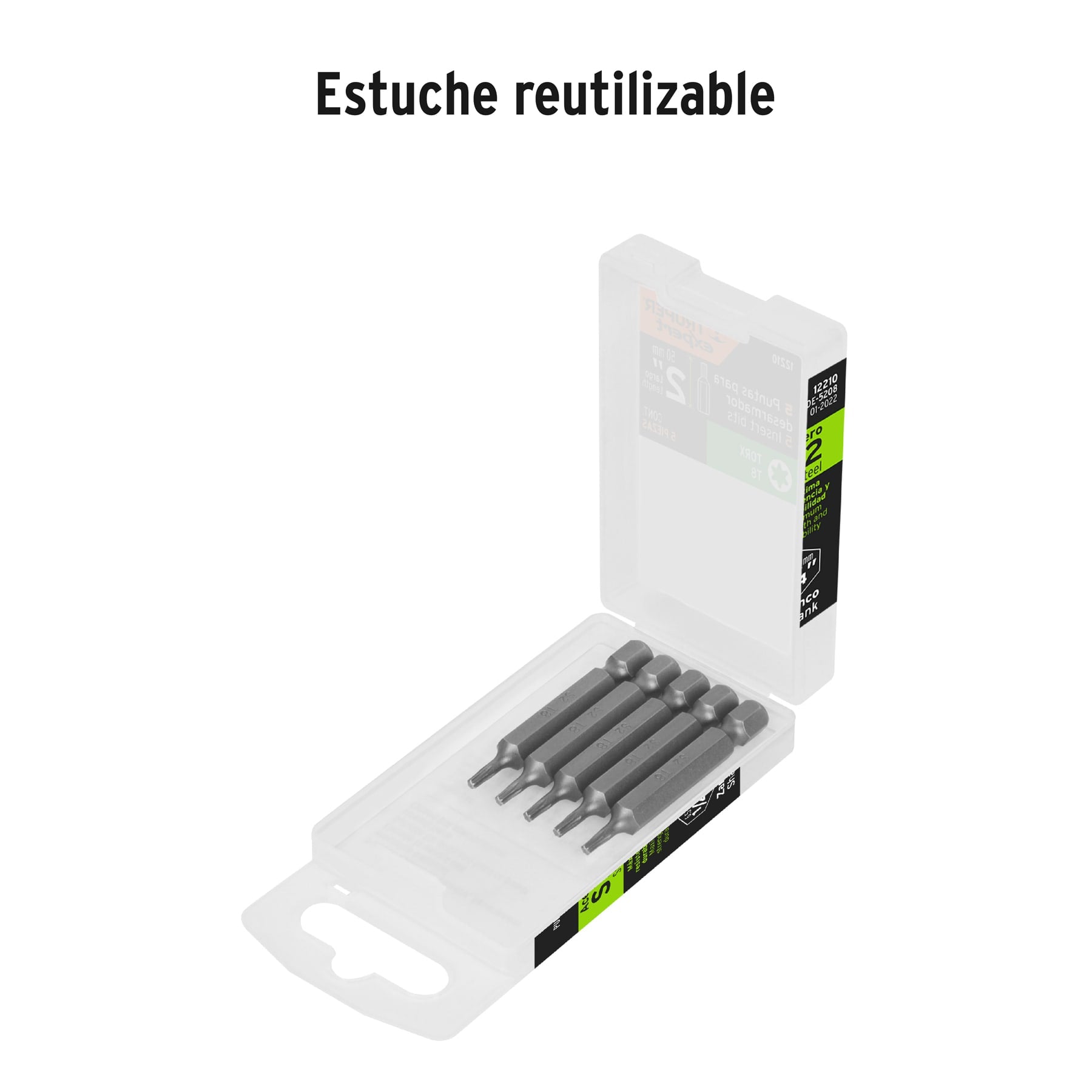 Estuche con 5 puntas torx T8 largo 2", TRUPER EXPERT
