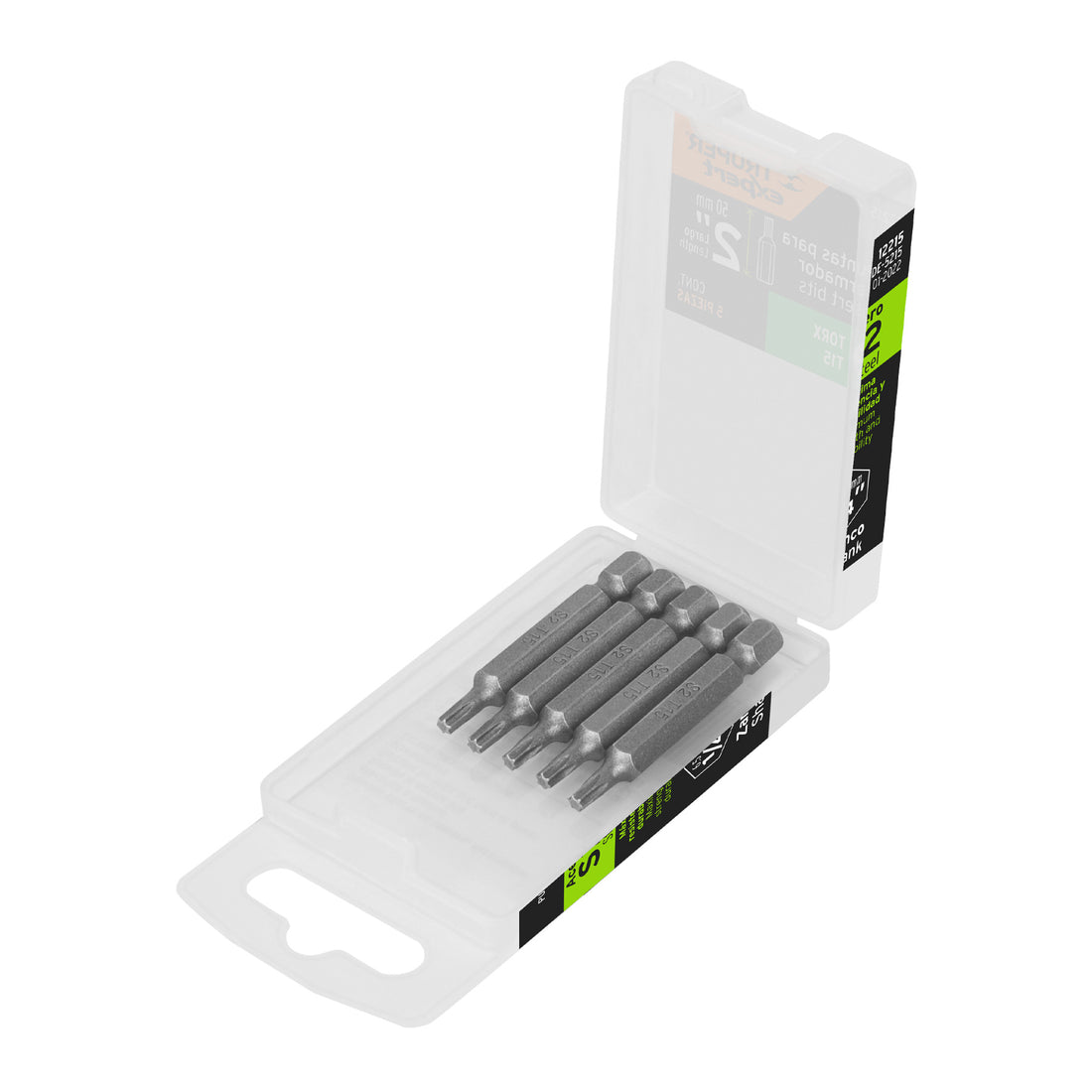 Estuche con 5 puntas torx T15 largo 2", TRUPER EXPERT
