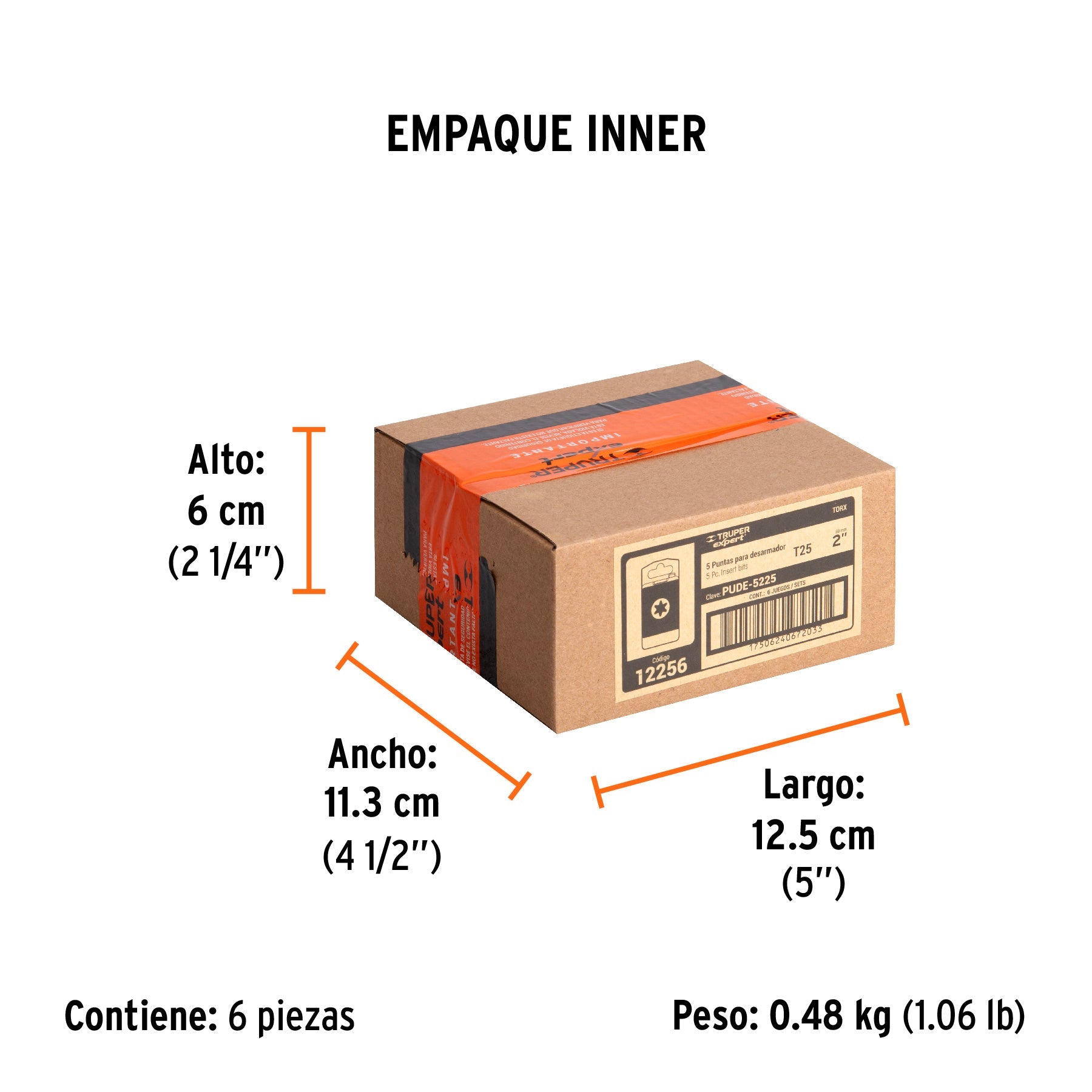 Estuche con 5 puntas torx T25 largo 2", TRUPER EXPERT - Empaque