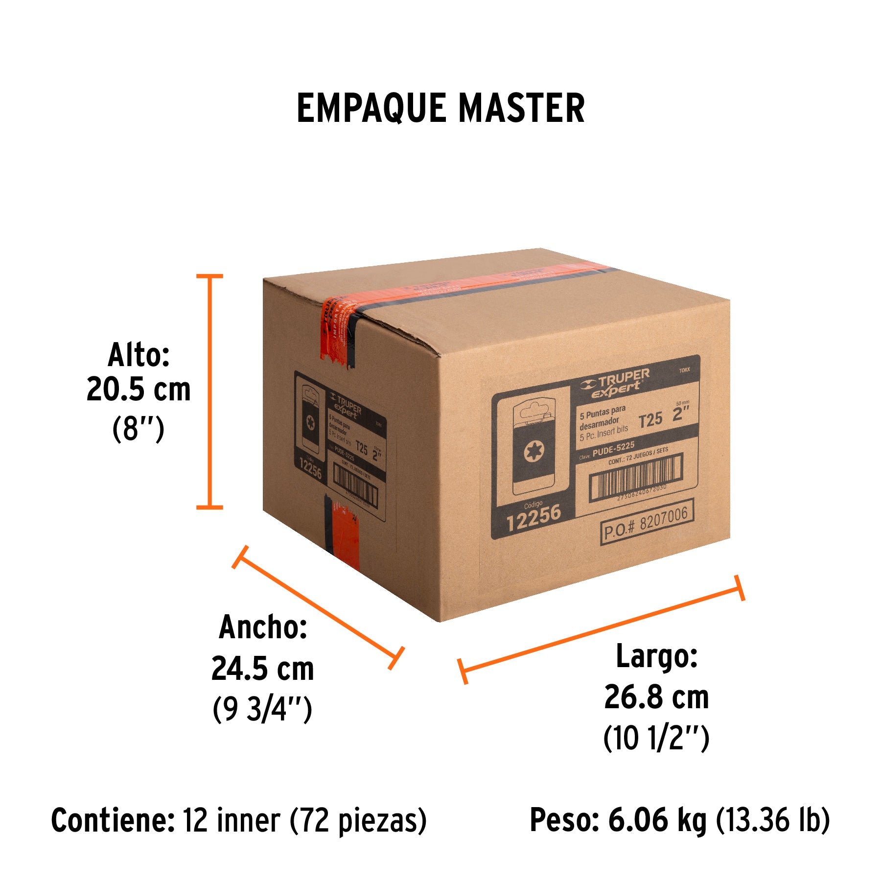Estuche con 5 puntas torx T25 largo 2", TRUPER EXPERT - Empaque