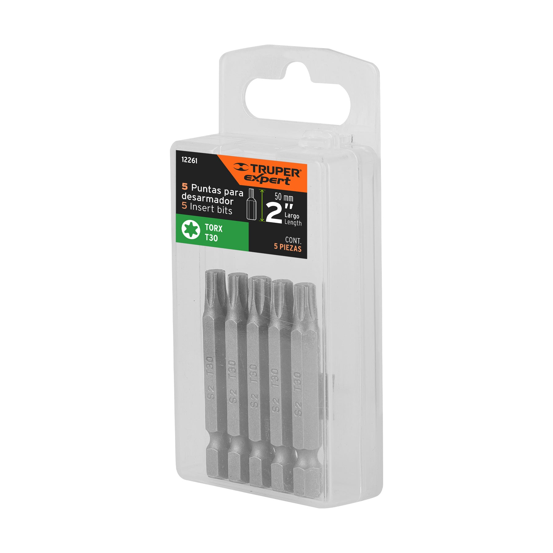 Estuche con 5 puntas torx T30 largo 2", TRUPER EXPERT