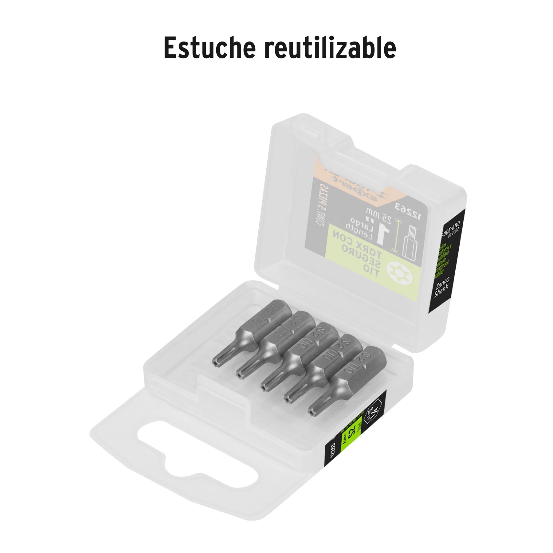 Estuche con 5 puntas torx T10 con seguro largo 1", EXPERT