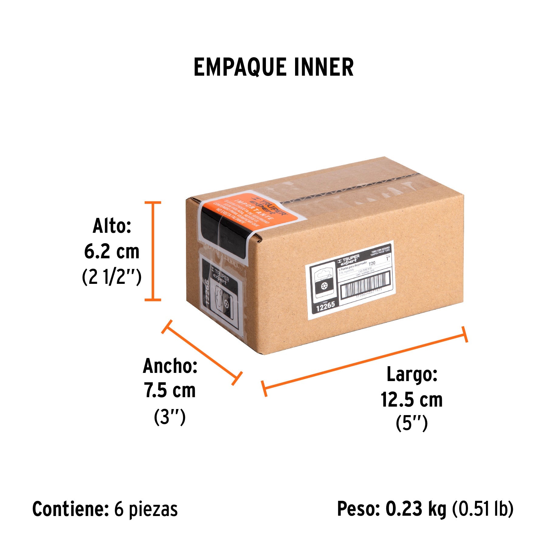 Estuche con 5 puntas torx T20 con seguro largo 1", EXPERT - Empaque