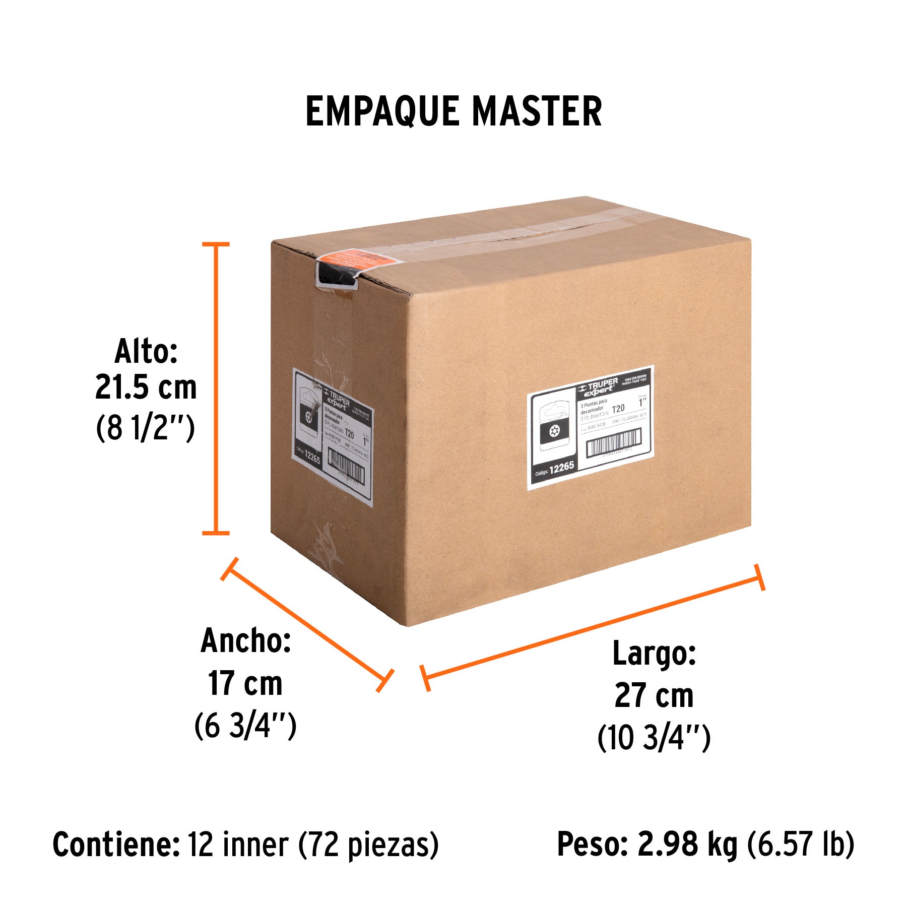 Estuche con 5 puntas torx T20 con seguro largo 1", EXPERT - Empaque