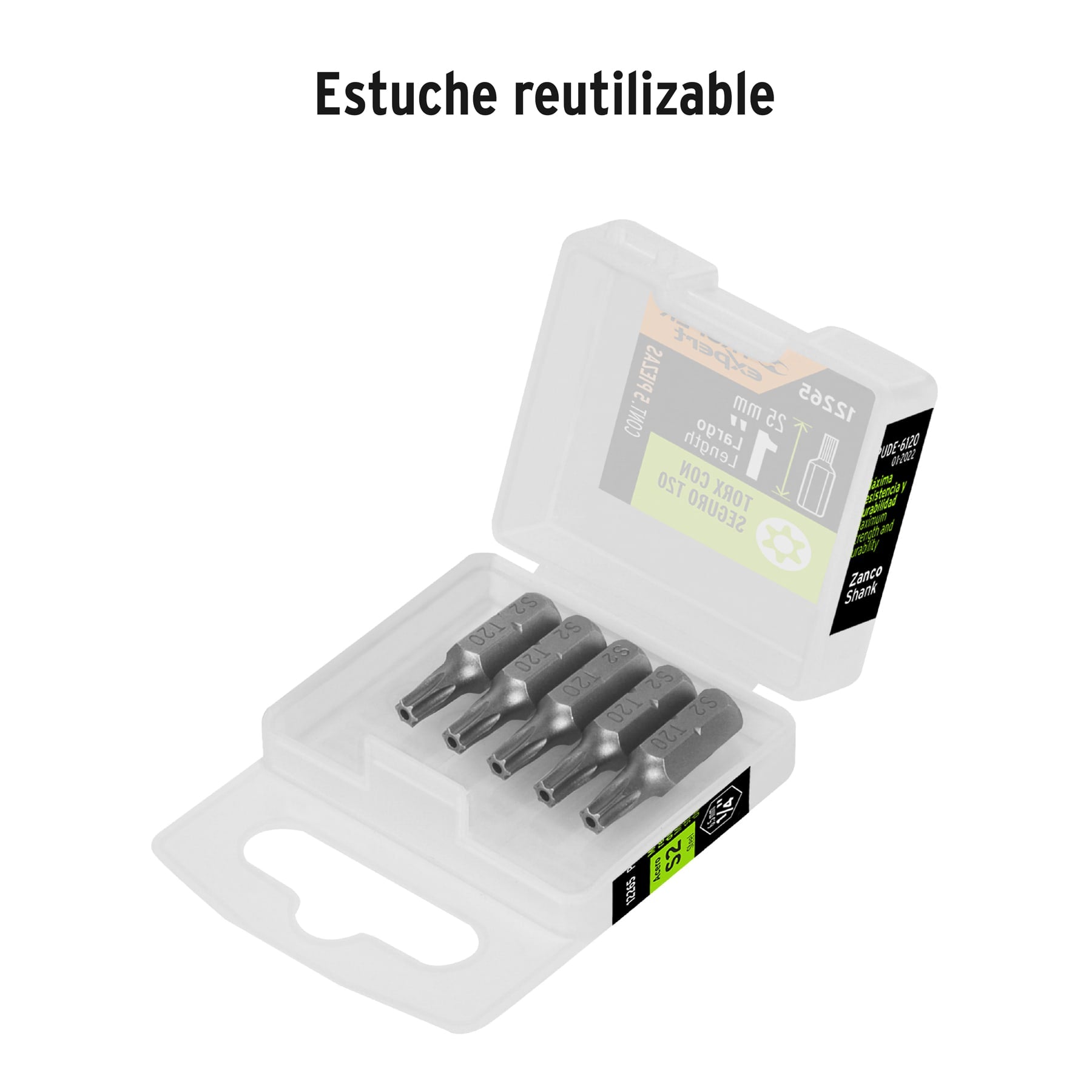 Estuche con 5 puntas torx T20 con seguro largo 1", EXPERT