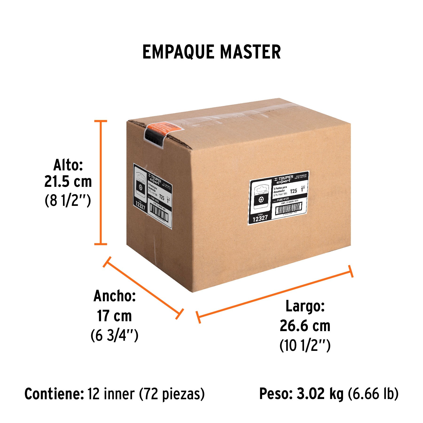 Estuche con 5 puntas torx T25 con seguro largo 1", EXPERT - Empaque