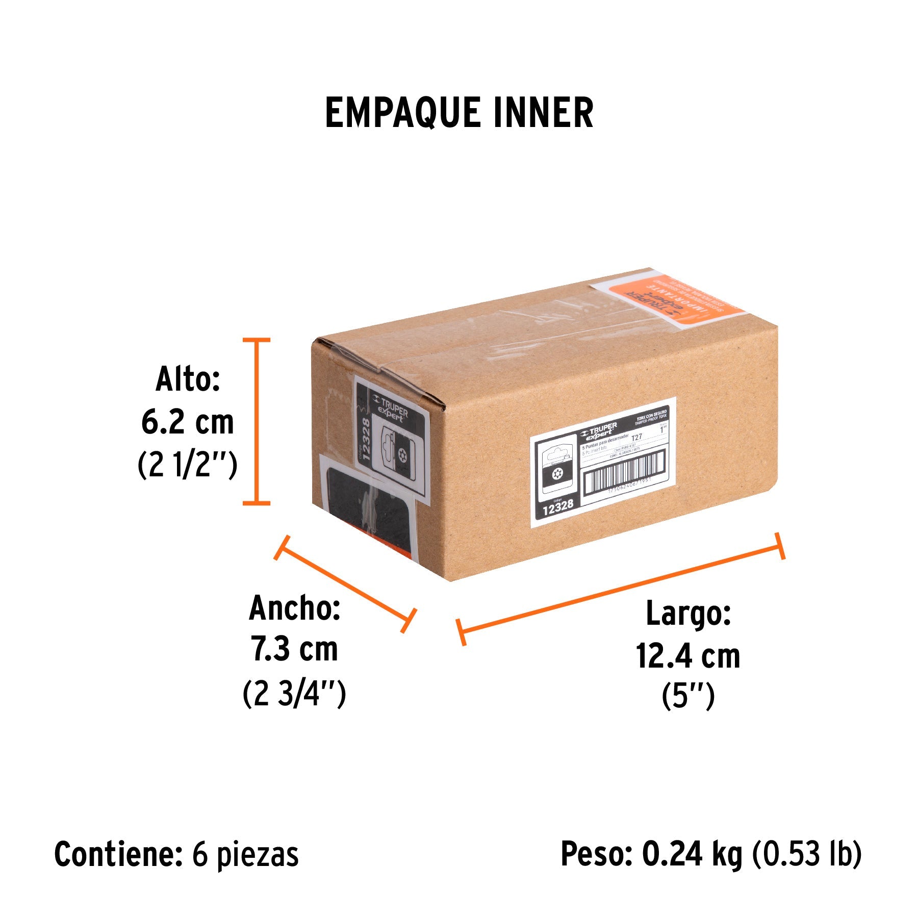 Estuche con 5 puntas torx T27 con seguro largo 1", EXPERT - Empaque