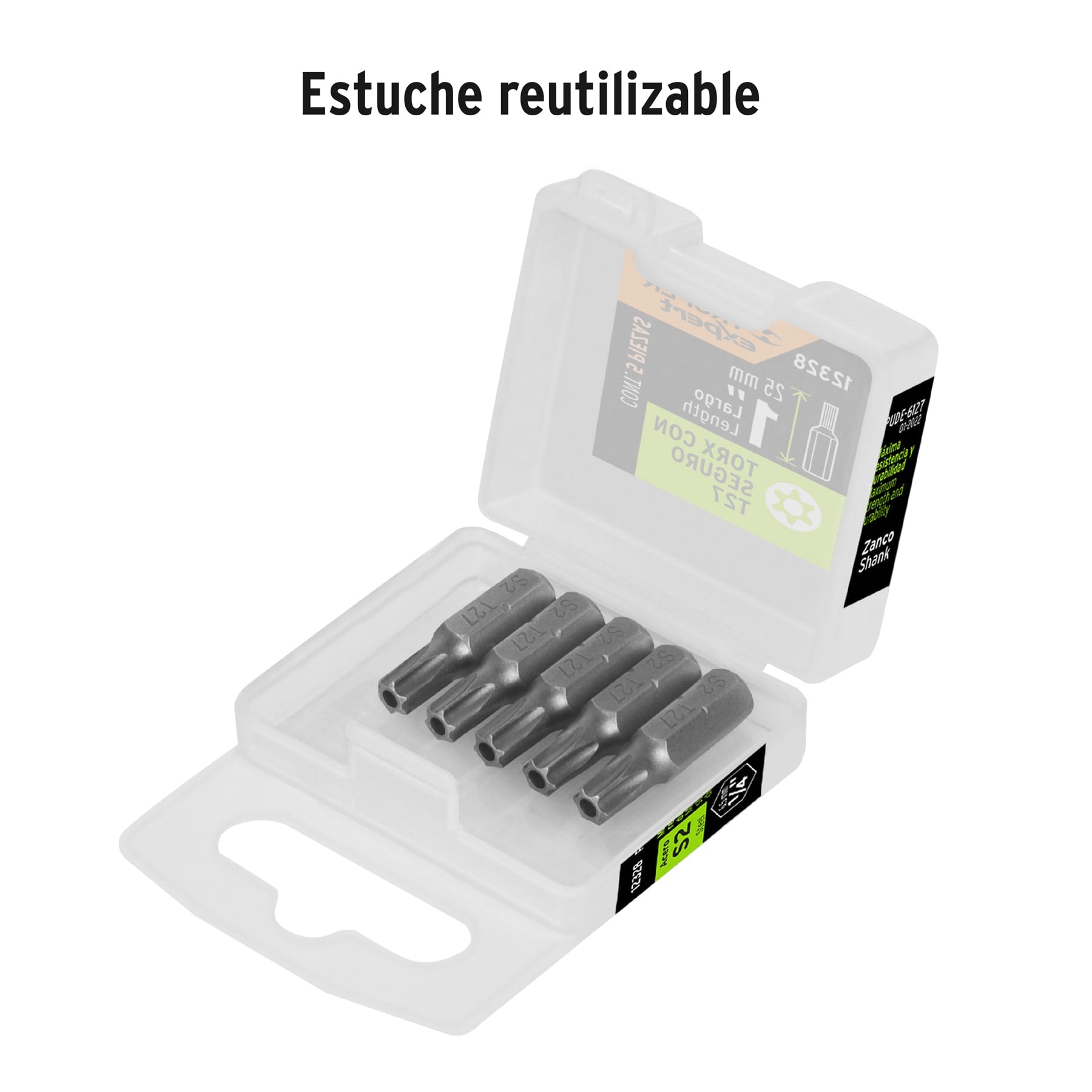 Estuche con 5 puntas torx T27 con seguro largo 1", EXPERT