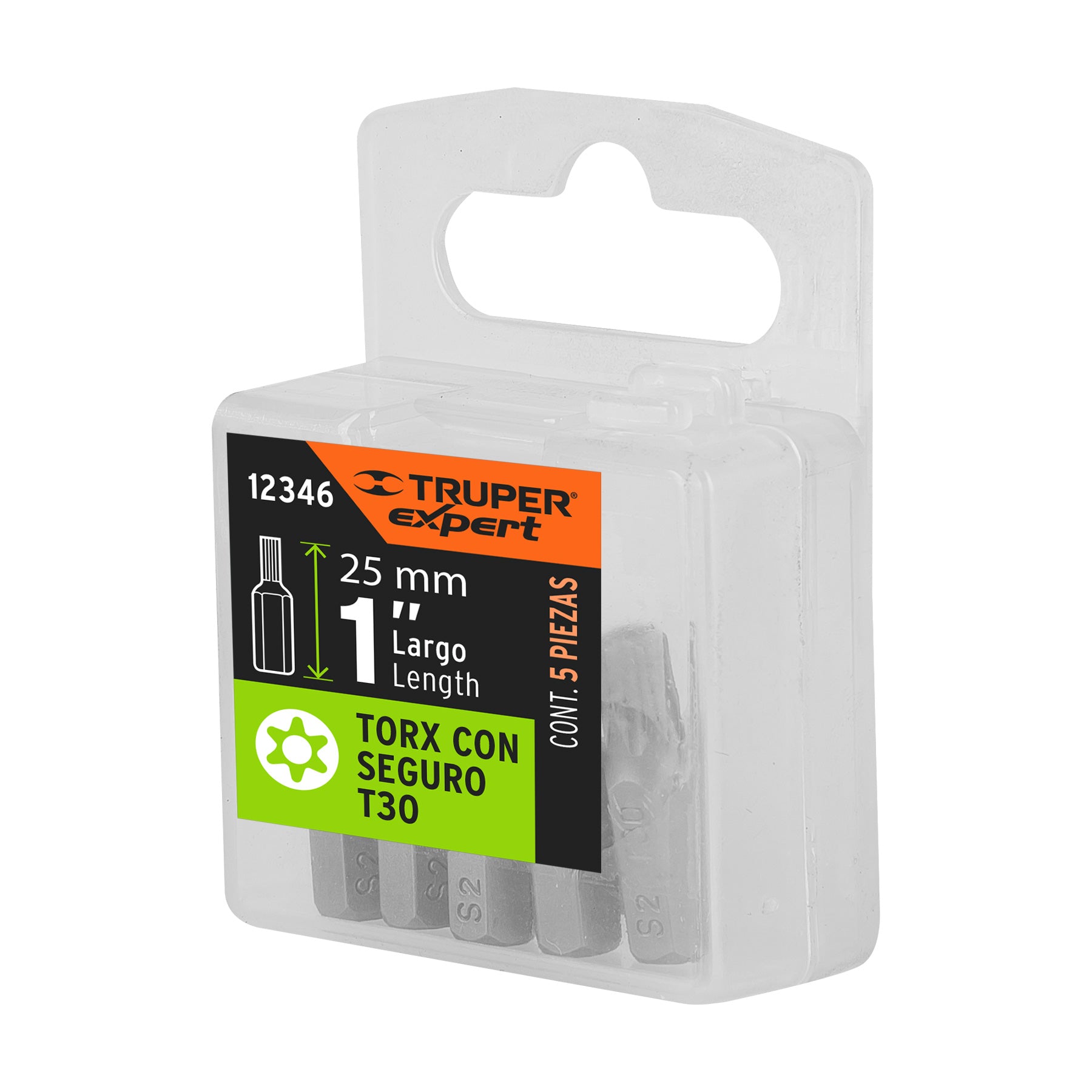Estuche con 5 puntas torx T30 con seguro largo 1", EXPERT
