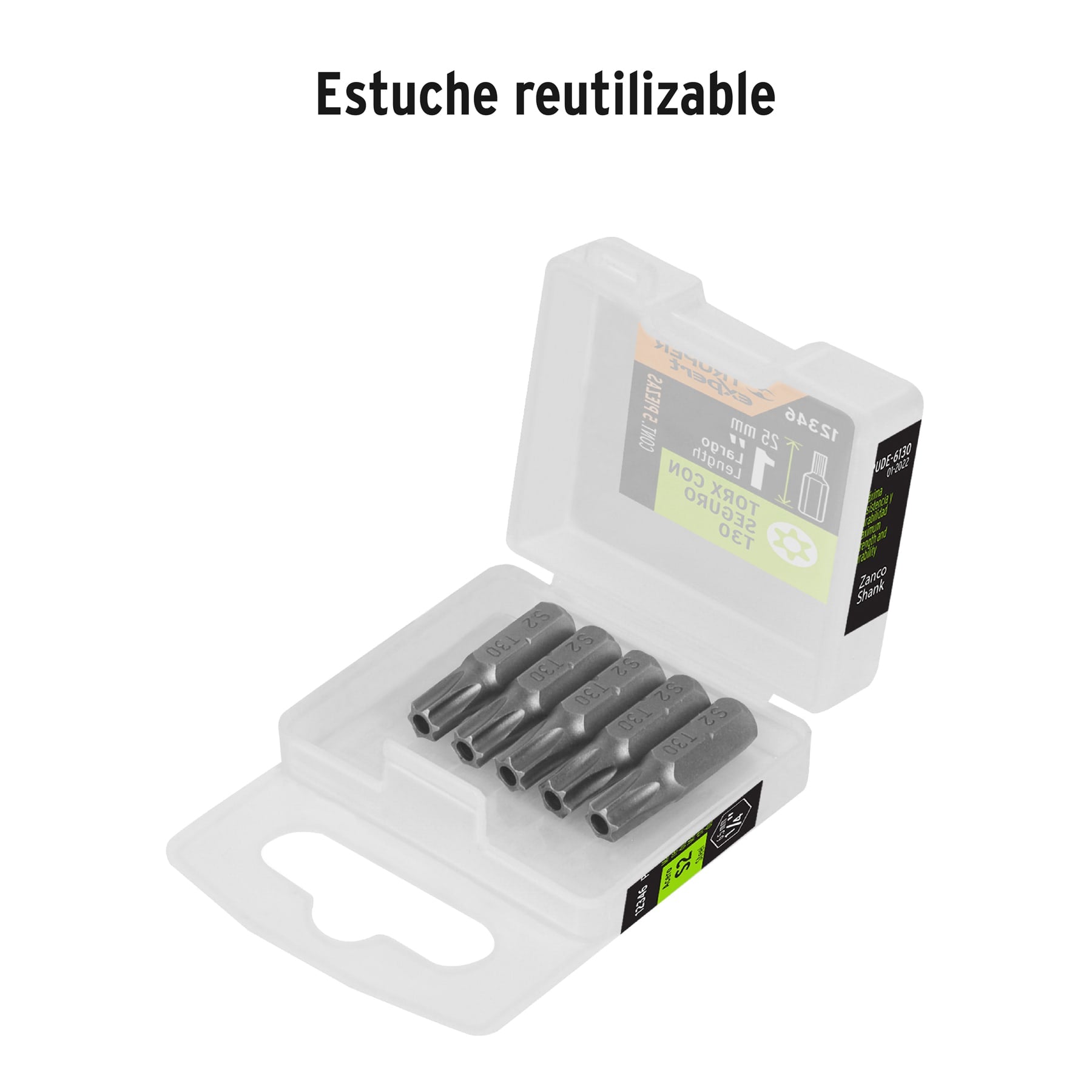 Estuche con 5 puntas torx T30 con seguro largo 1", EXPERT