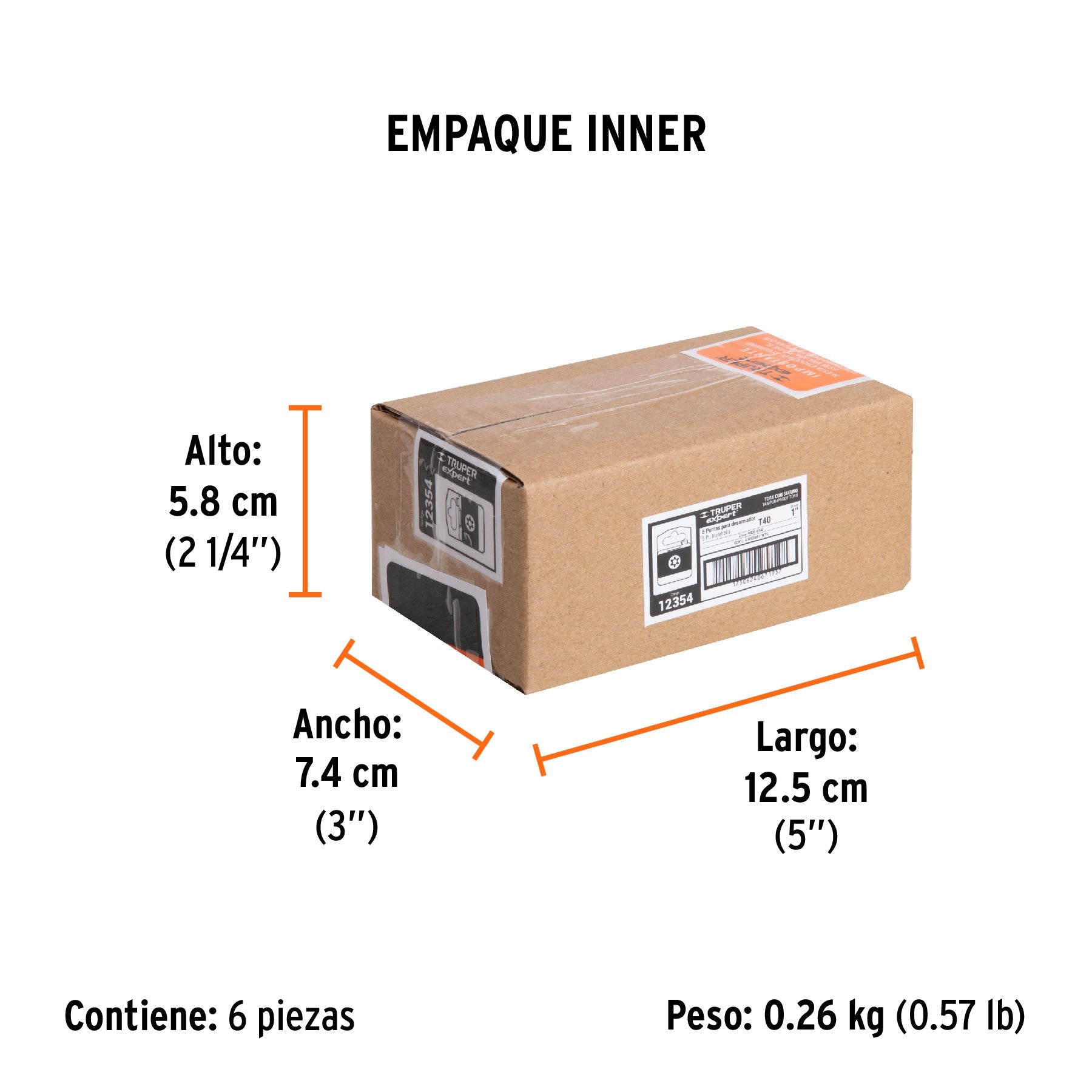 Estuche con 5 puntas torx T40 con seguro largo 1", EXPERT - Empaque