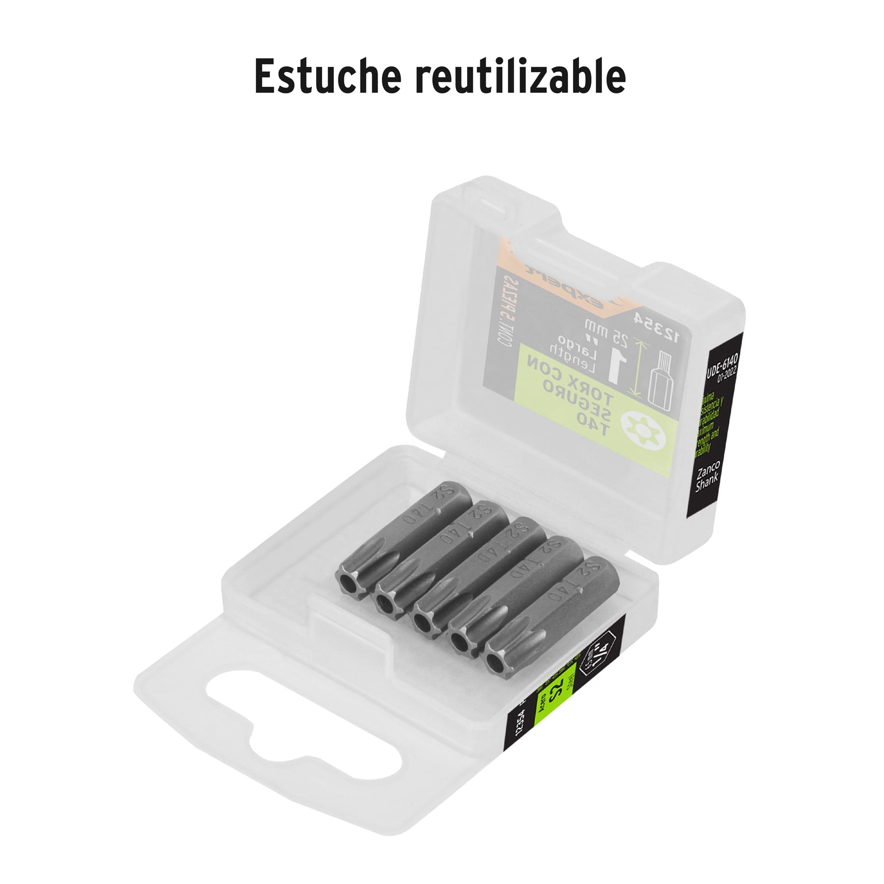 Estuche con 5 puntas torx T40 con seguro largo 1", EXPERT