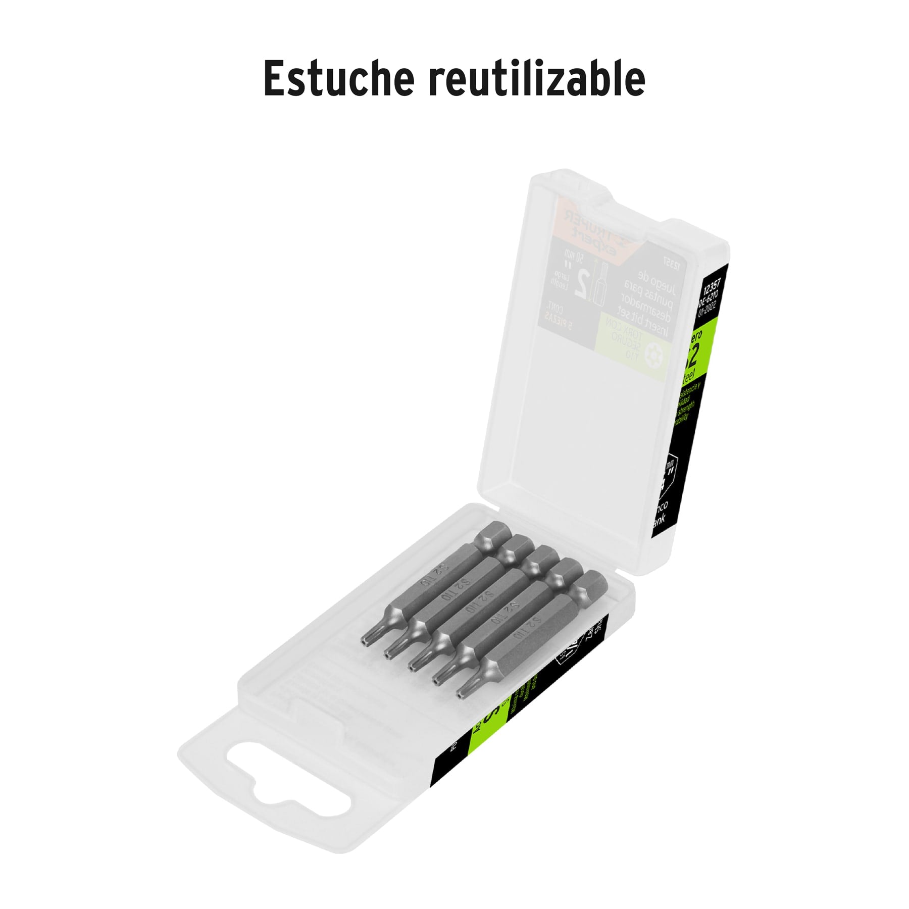 Estuche con 5 puntas torx T10 con seguro largo 2", EXPERT