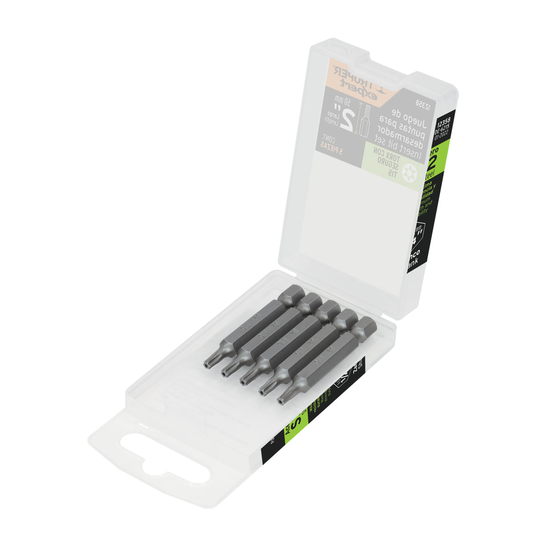 Estuche con 5 puntas torx T15 con seguro largo 2", EXPERT