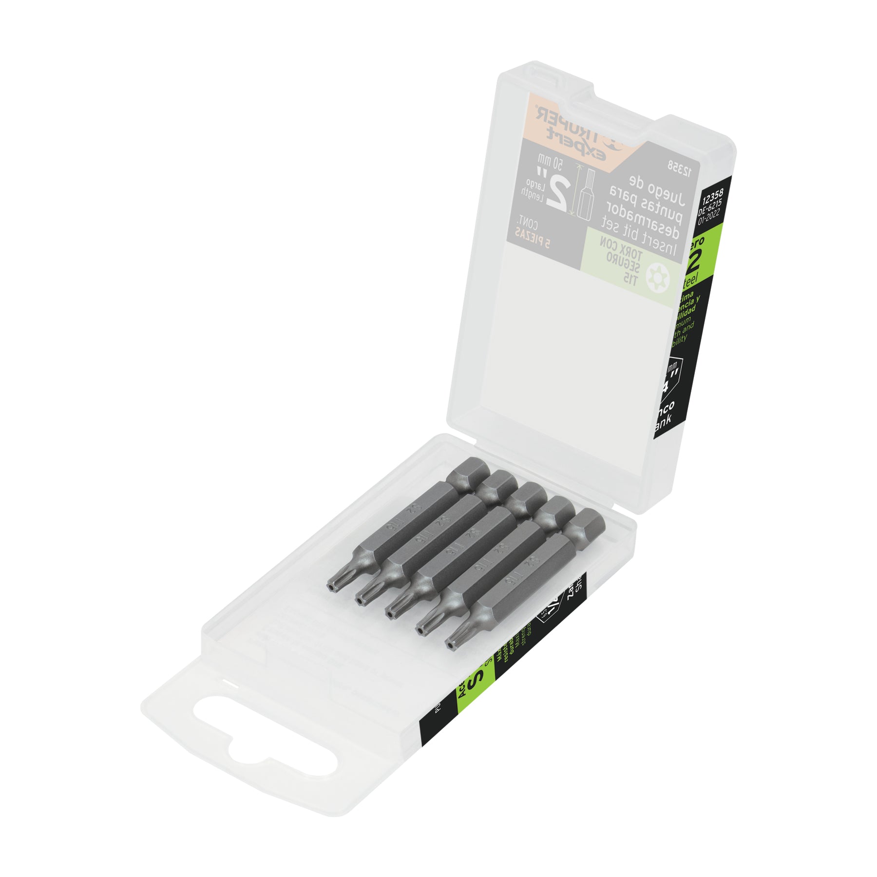 Estuche con 5 puntas torx T15 con seguro largo 2", EXPERT